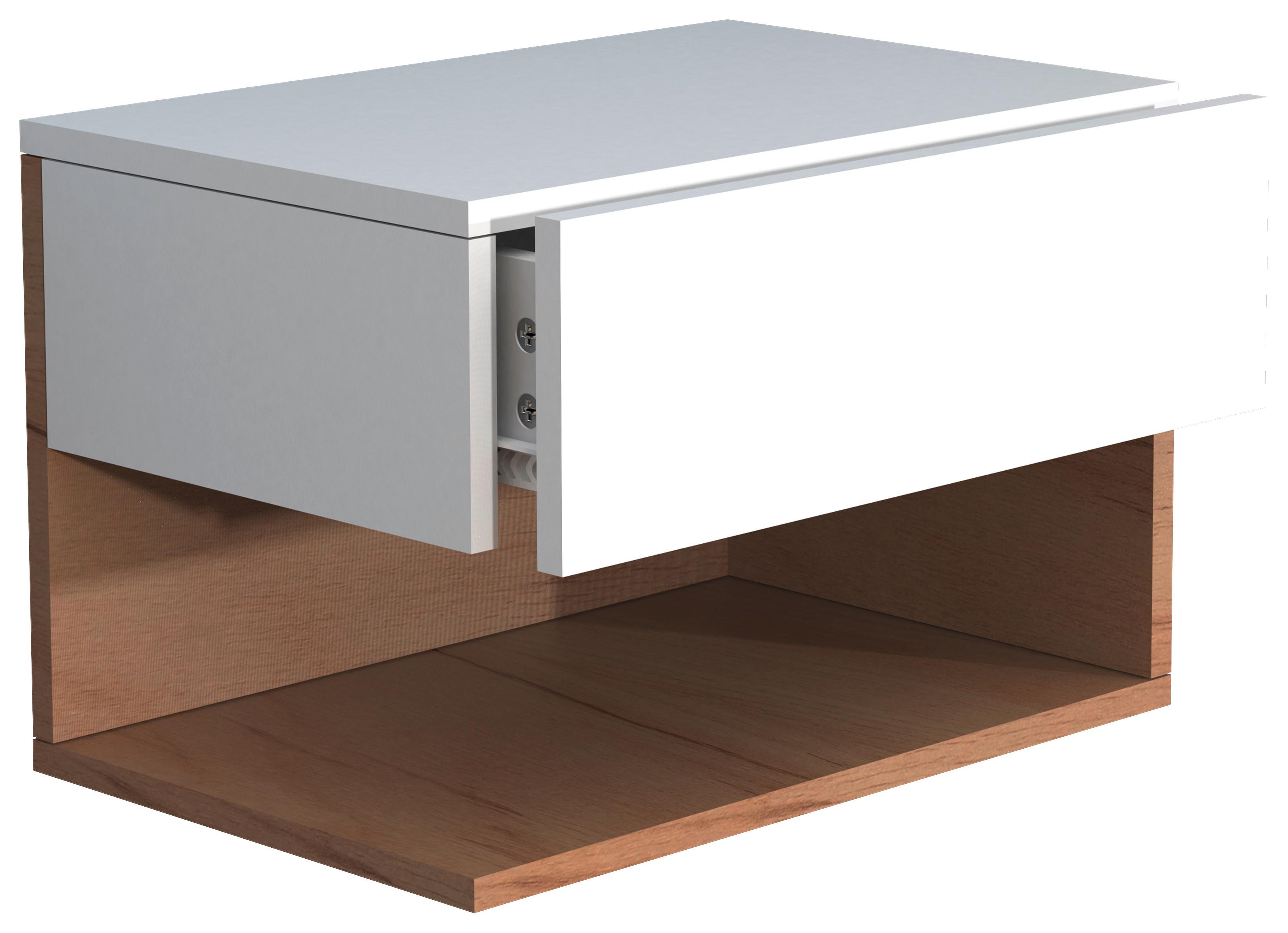 Nočna Omarica Usal Xl 45, Hrast, Bela - barve hrasta/bela, Moderno, leseni material (45/30/32cm) - MID.YOU