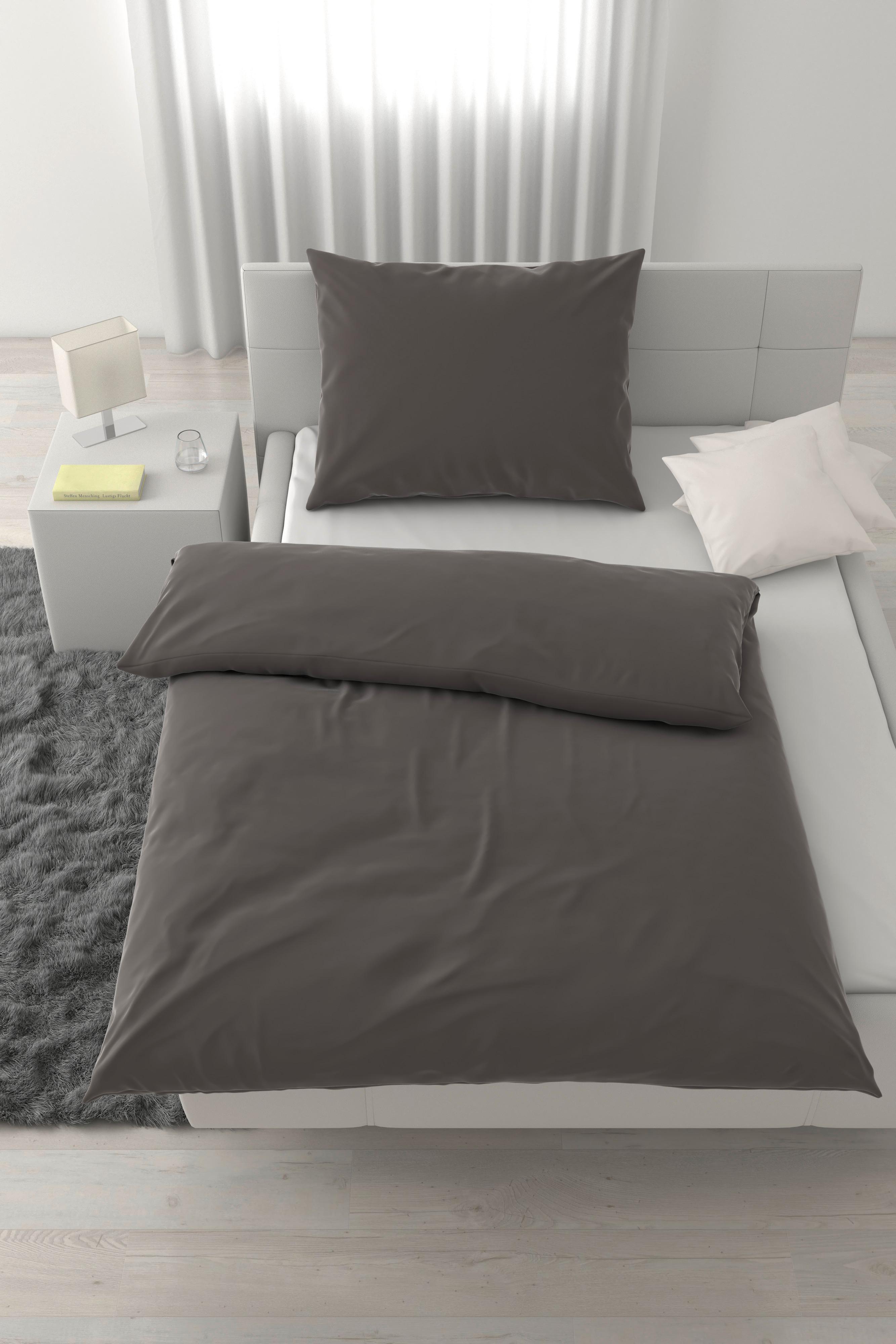 Lenjerie de pat Xenia Uni, 140x200/70x90 cm - antracit, Modern, textil (140/200cm) - Premium Living