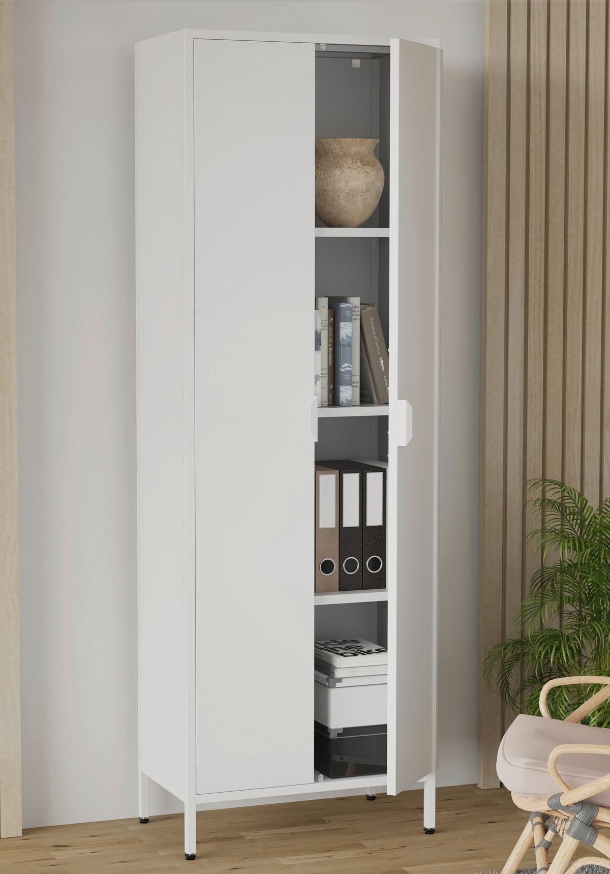 DREHTÜRENSCHRANK FLOKAS XL - Weiss, Design, Metall (60/180/35cm) - MID.YOU