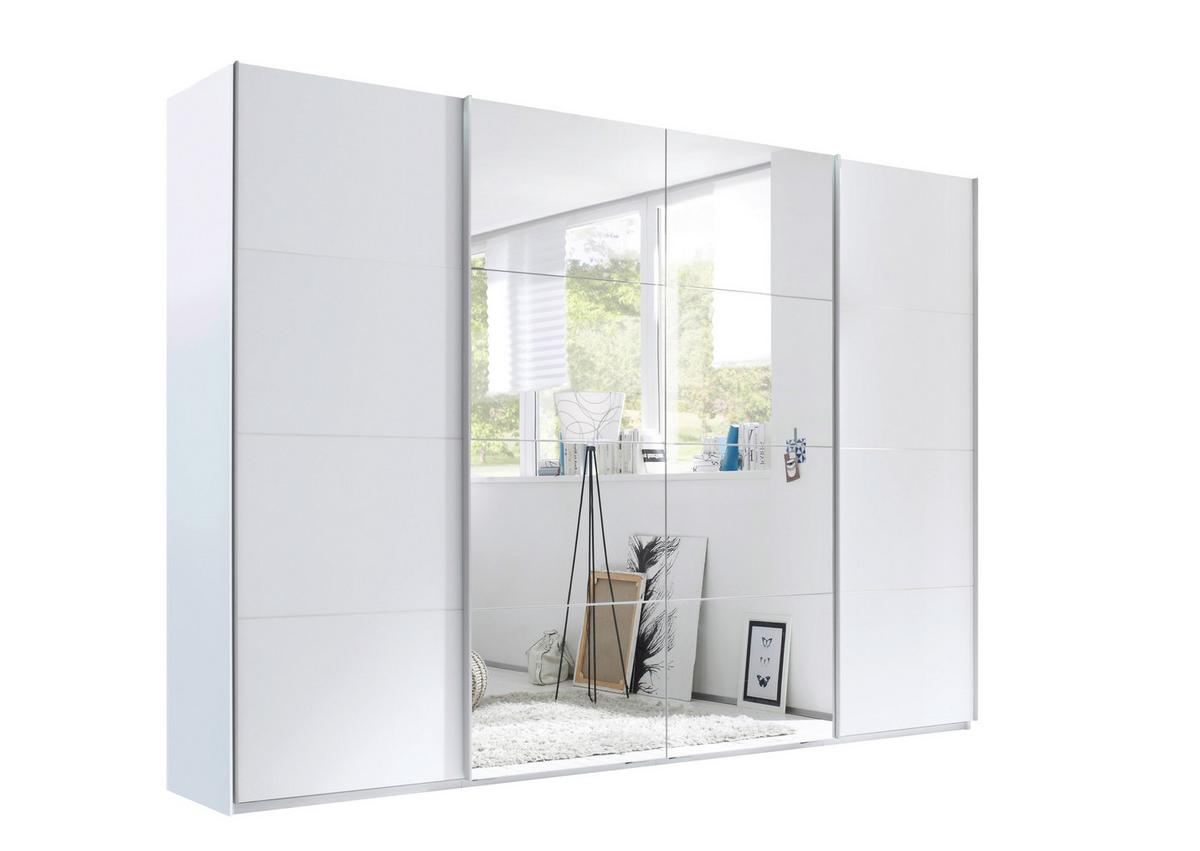 Schwebetürenschrank in Weiss - Weiss/Alufarben, Konventionell, Holzwerkstoff/Metall (270/226/60cm) - Premium Living
