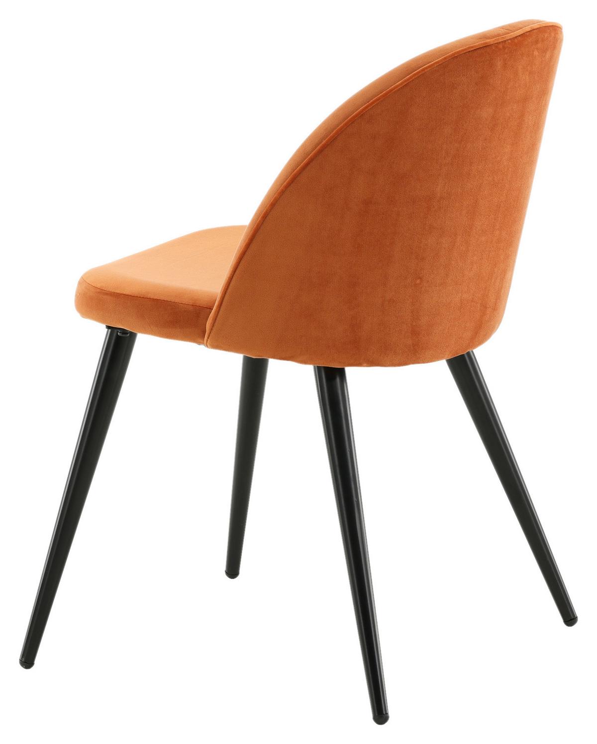 STUHL-SET VELVET - Schwarz/Orange, Design, Textil/Metall (57/76.5/50cm) - Livetastic