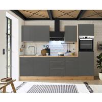 Küchenblock Marleen m. Geräten Grau B: ca. 280 cm - Anthrazit/Alufarben, LIFESTYLE, Holzwerkstoff/Kunststoff (280/211/60cm) - Respekta