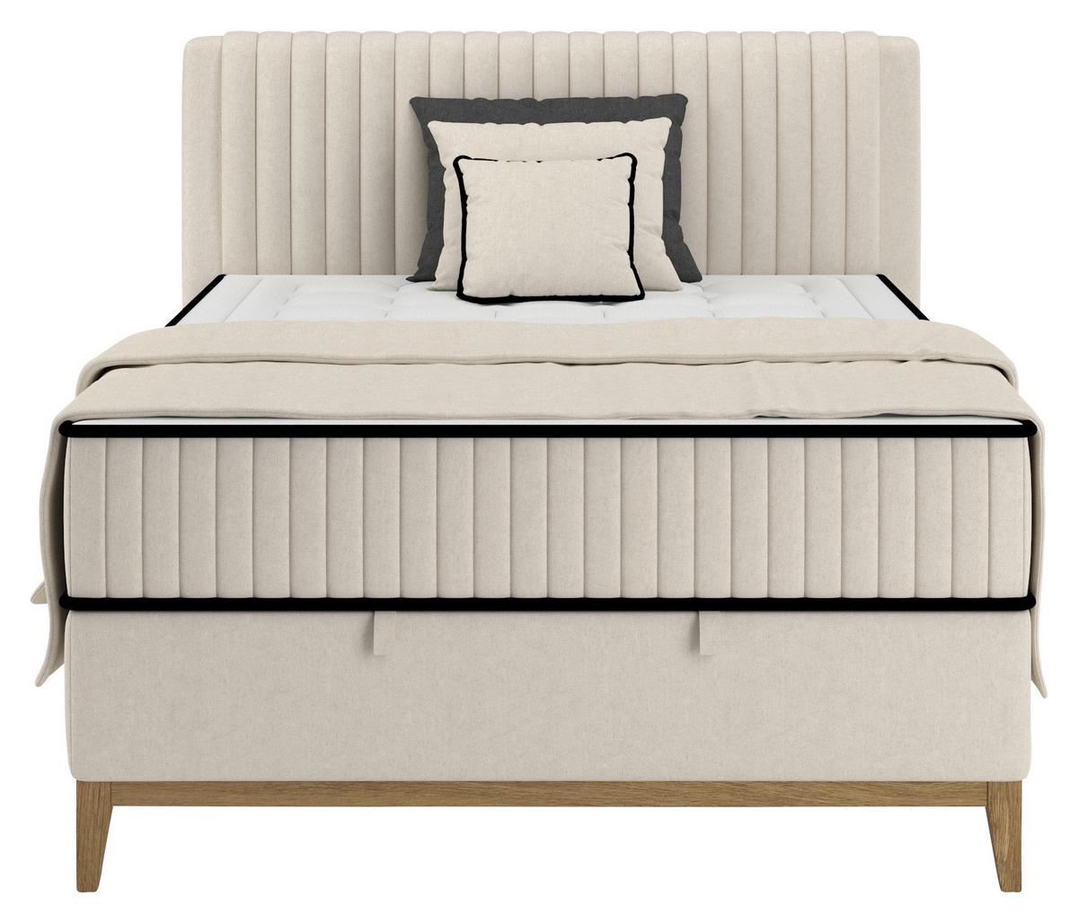 Bett Elena Creme ca. 120x200cm - Creme, KONVENTIONELL, Holz/Holzwerkstoff (120/200cm) - Sembella