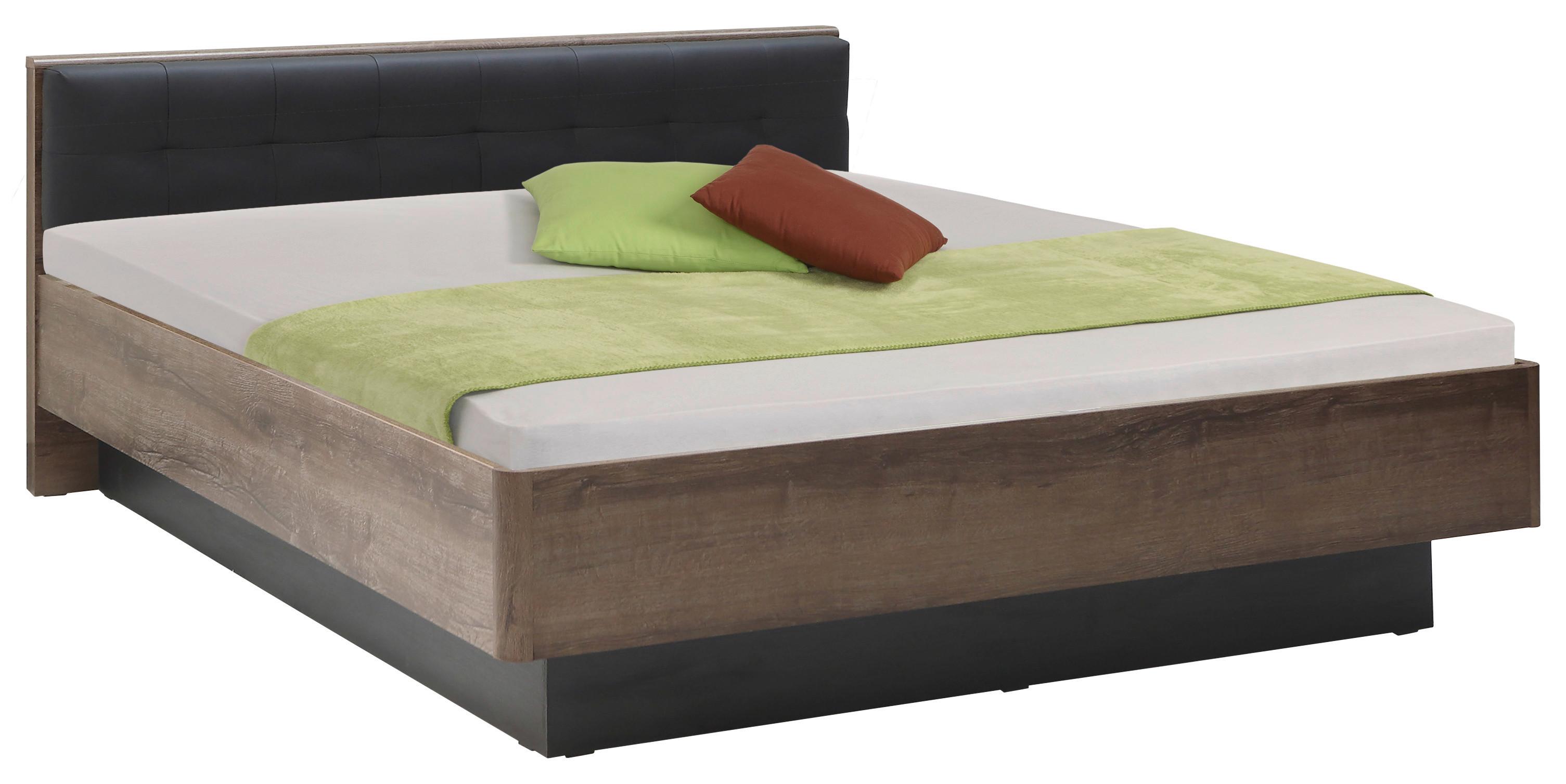 Postelja Baveno, Barva Hrasta, Črna, 180x200 - črna/barve hrasta, Design, kovina/umetna masa (180/200cm) - Carryhome
