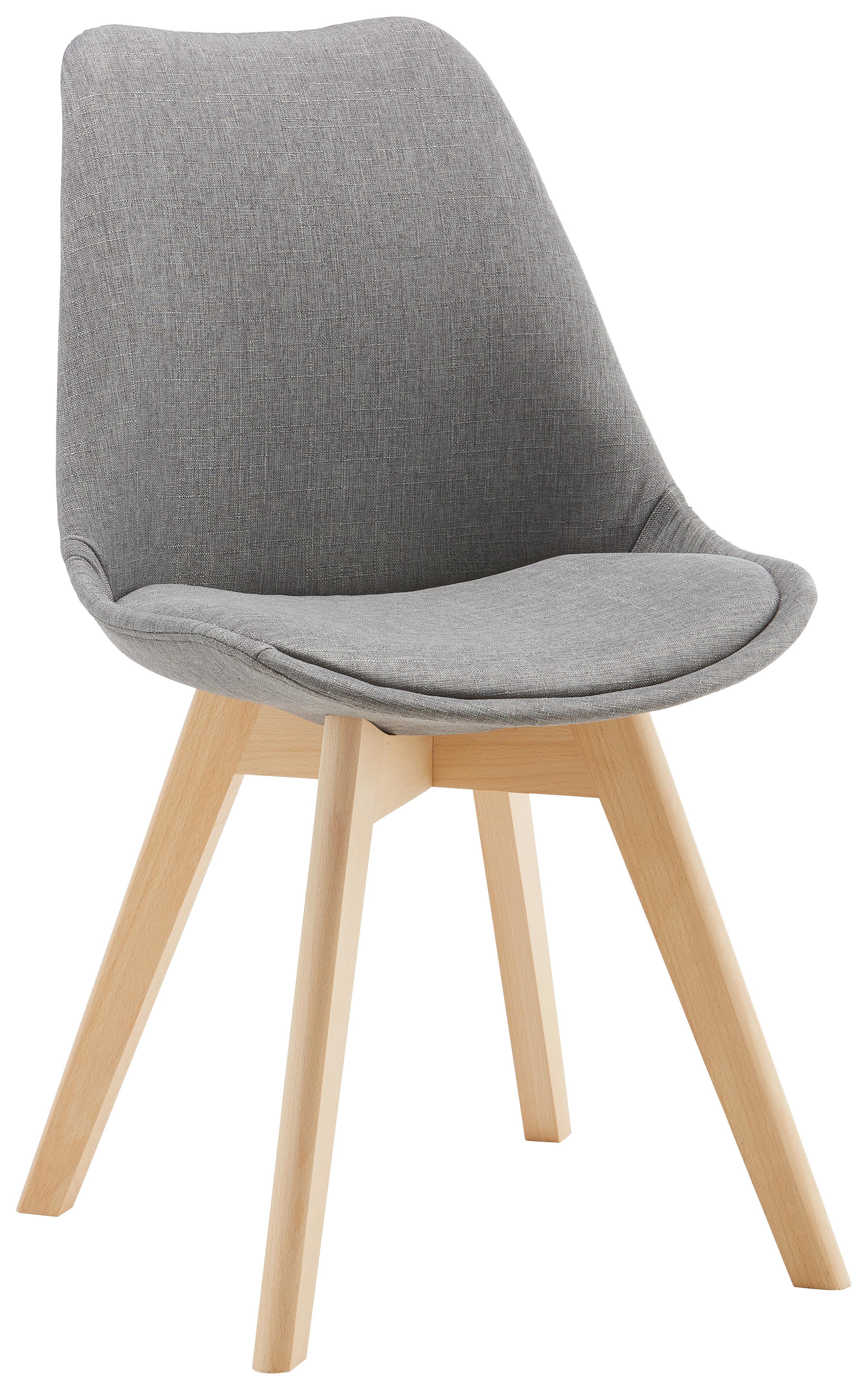 Stuhl Rocksi Grau Webstoff Echtholz Beine - Buchefarben/Grau, MODERN, Holz/Kunststoff (43/82,5/43cm) - Bessagi Home
