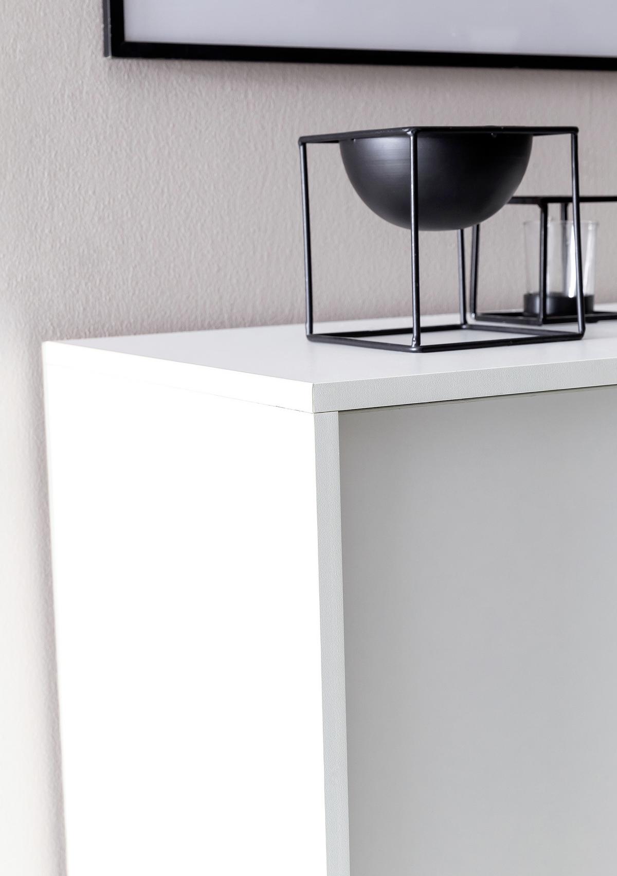 Schuhschrank "WL5.712", weiss - Silberfarben/Weiß, KONVENTIONELL, Holzwerkstoff/Kunststoff (100/108/37,5cm) - MID.YOU