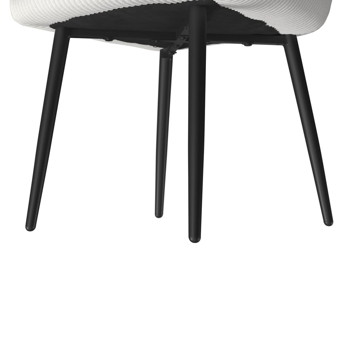 Armlehnstuhl Alani Creme Cord Gepolstert - Creme/Schwarz, MODERN, Textil/Metall (60/58/86cm) - Bessagi Home