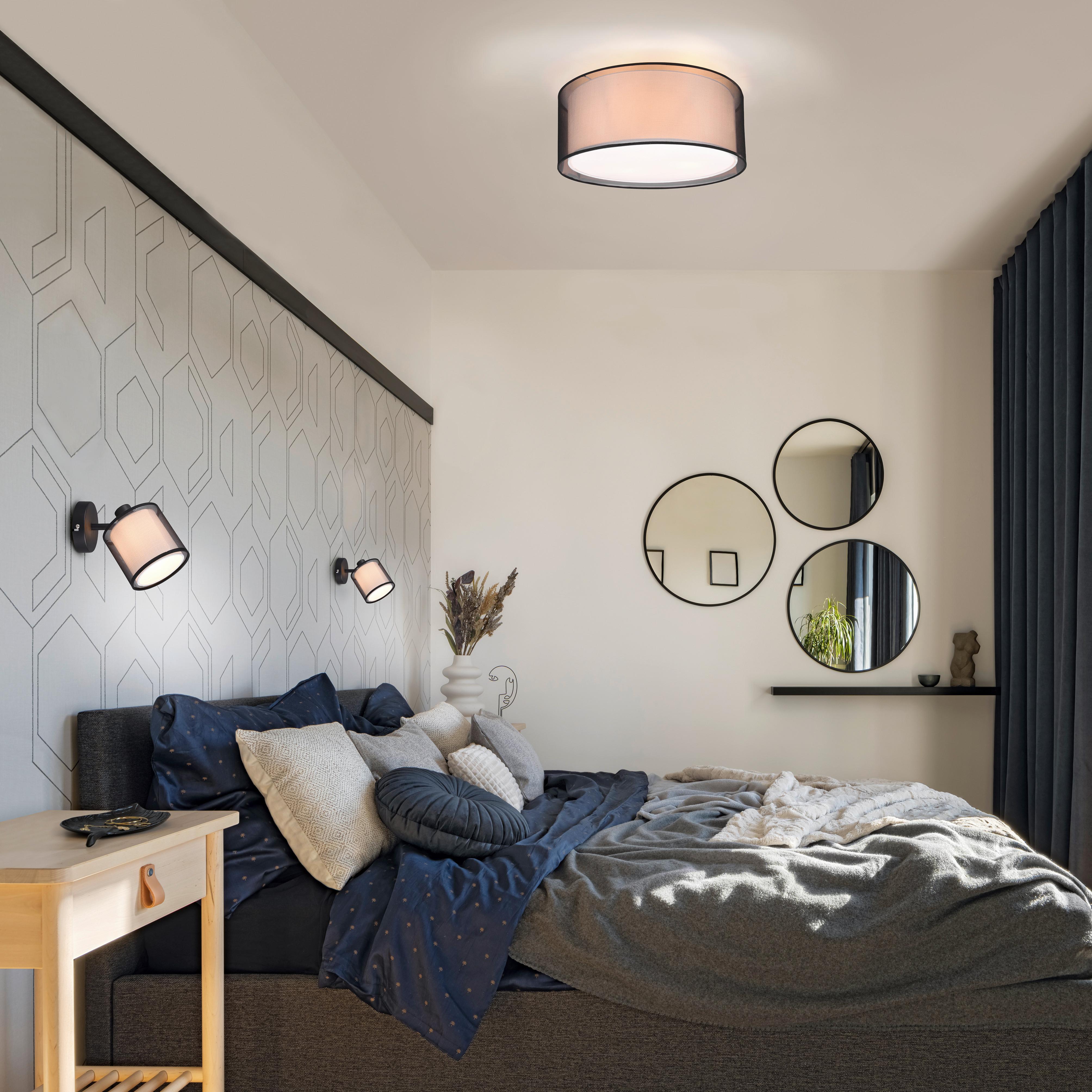 Strahler Burton Grau/Schwarz max. 28 Watt - Schwarz/Grau, Basics, Textil/Metall (12,5/19,5/18,5cm) - Trio Leuchten