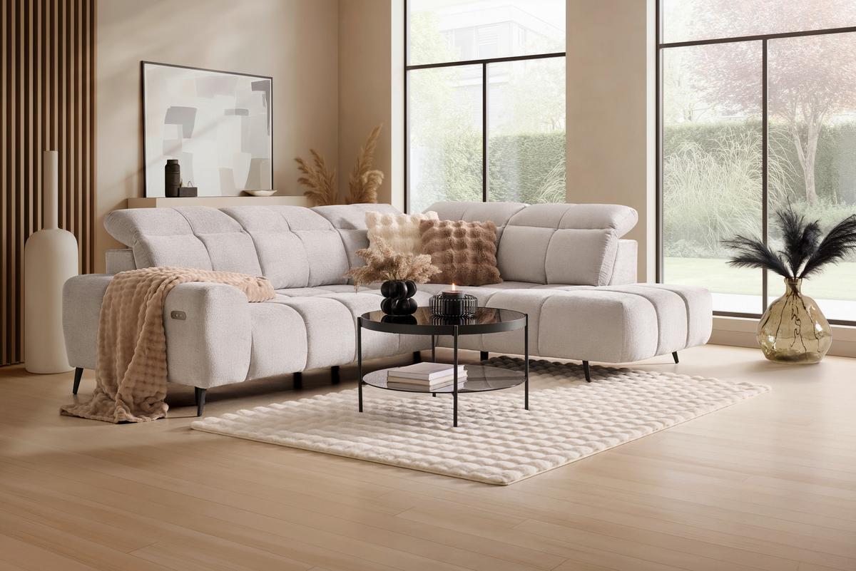 Kutna Garnitura Silvio - svijetlo siva/crna, Moderno, tekstil/metal (275/85-105/225cm) - Mömax