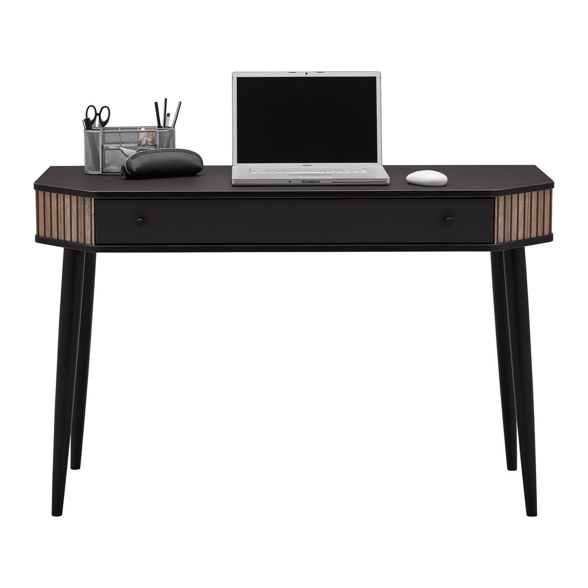 Schreibtisch Capri in Schwarz/Eichefarben - Eichefarben/Alufarben, Modern, Holz/Holzwerkstoff (120/76/50cm) - Mömax