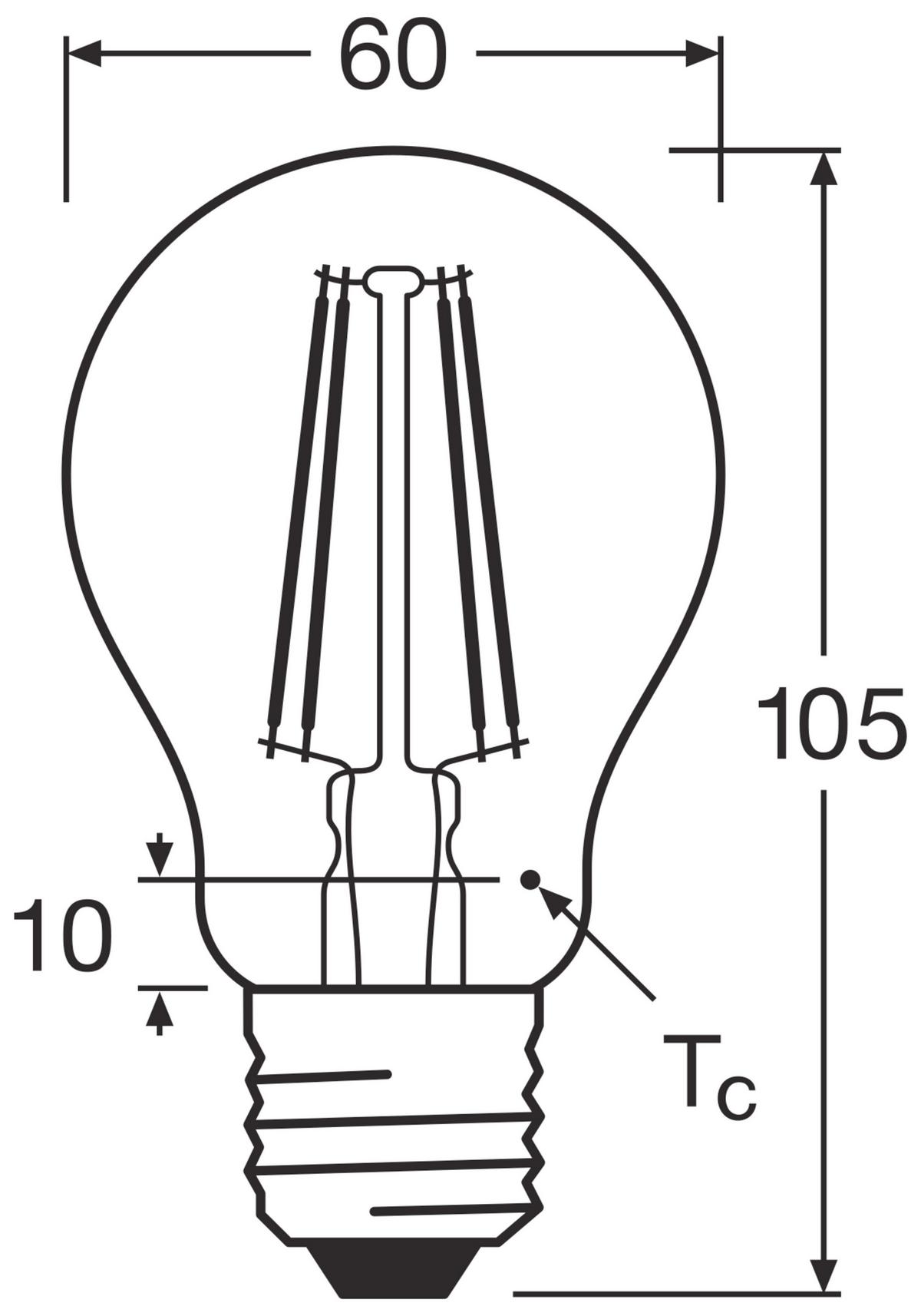 ŻARÓWKA LED FILAMENT BASECLA60 6,5W-827 FIL - przejrzysty, Basics, szkło (6/10,5cm) - Osram