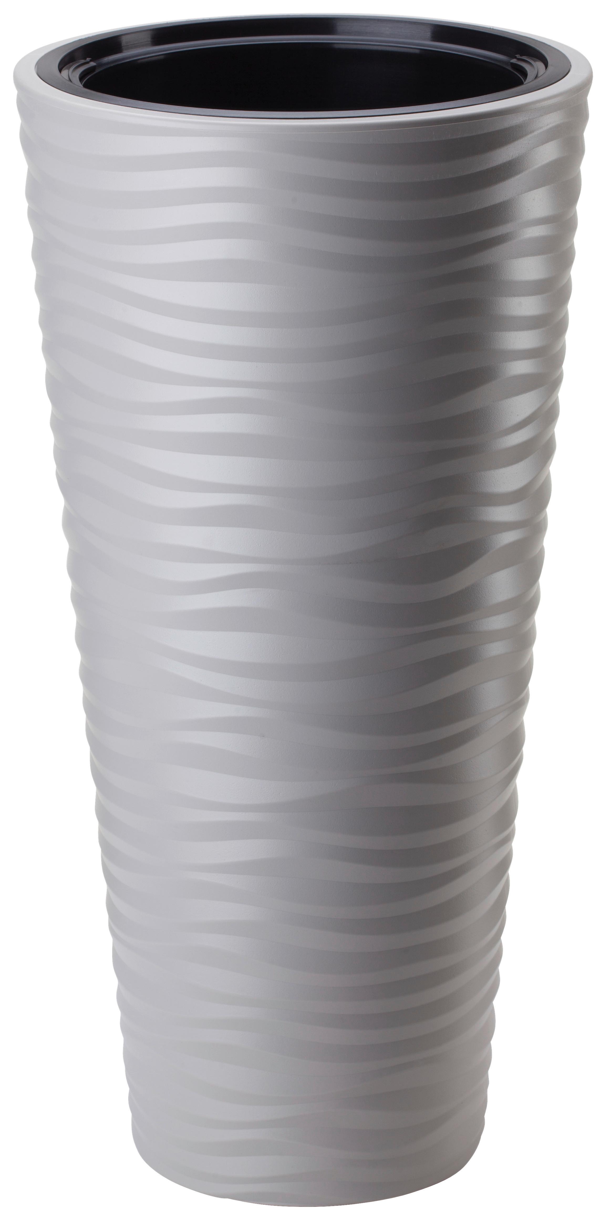 Übertopf Sardun in Grau Ø ca. 30cm - Grau, MODERN, Kunststoff (30/56,5cm)