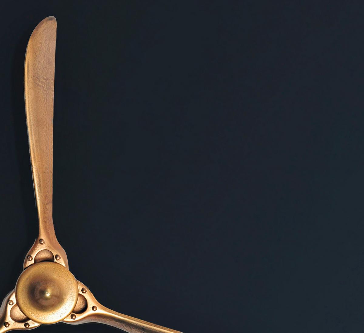 Stenska Dekoracija Propeller - zlate barve, Design, kovina (85/85/10cm) - Livetastic
