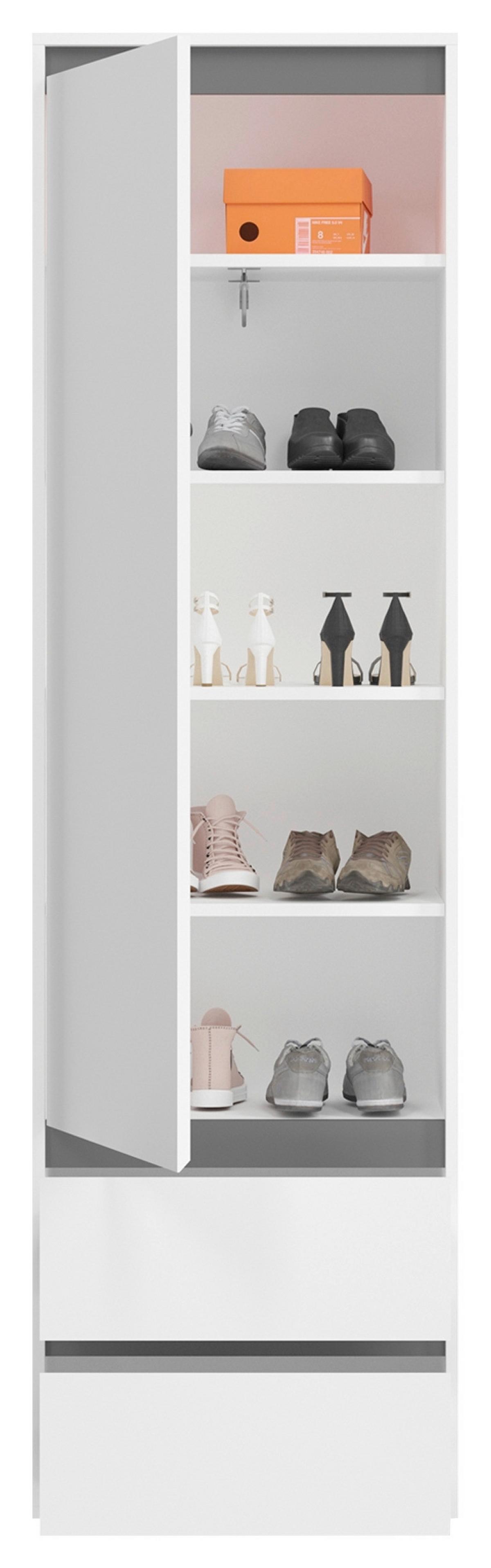 Garderobenschrank Torino ca. 76x102x35 cm Weiß/Grau - Silberfarben/Grau, KONVENTIONELL, Holzwerkstoff/Kunststoff (76/102/35cm) - MID.YOU