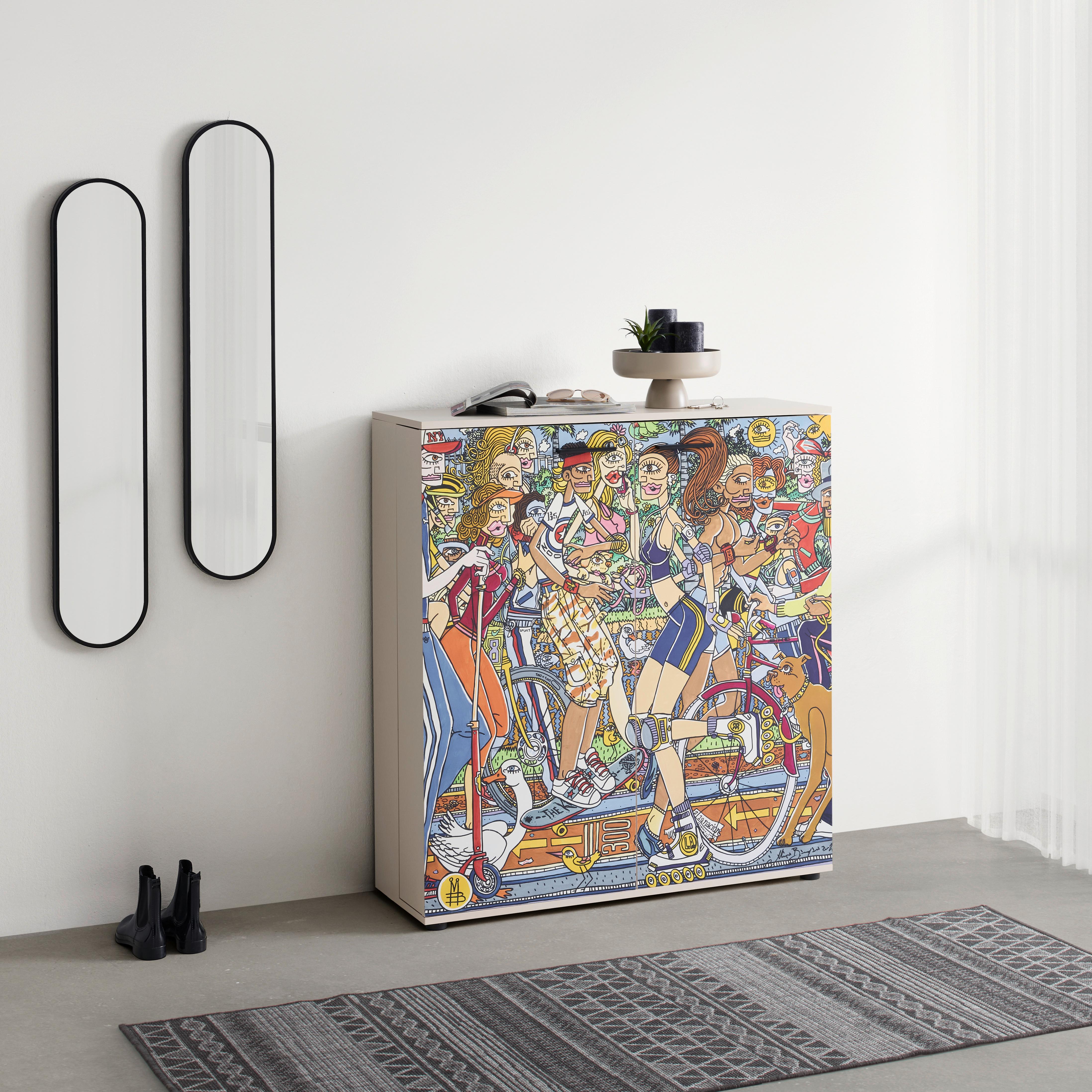 SKOSKÅP MOVE 02A - multicolor/svart, Design, trämaterial/plast (100/110/34cm) - Mömax