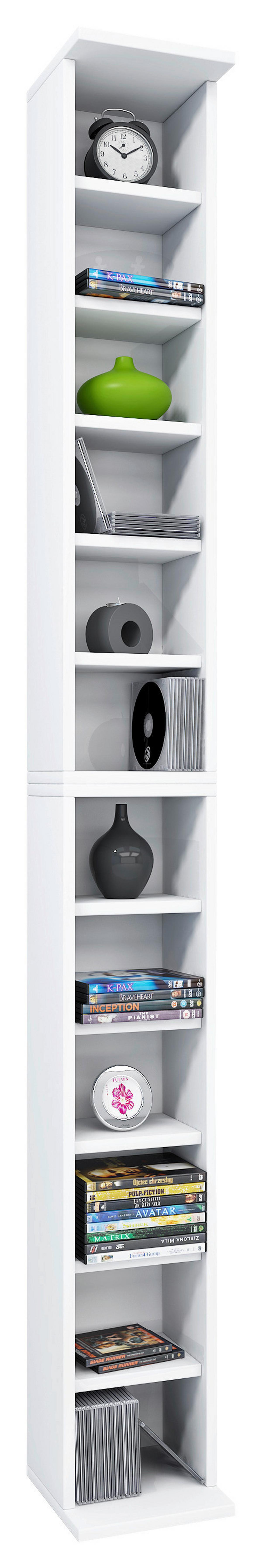 CD-Regal Bigol in Weiß, B: 21 cm - Weiß, KONVENTIONELL, Holzwerkstoff (21/183/20cm) - MID.YOU