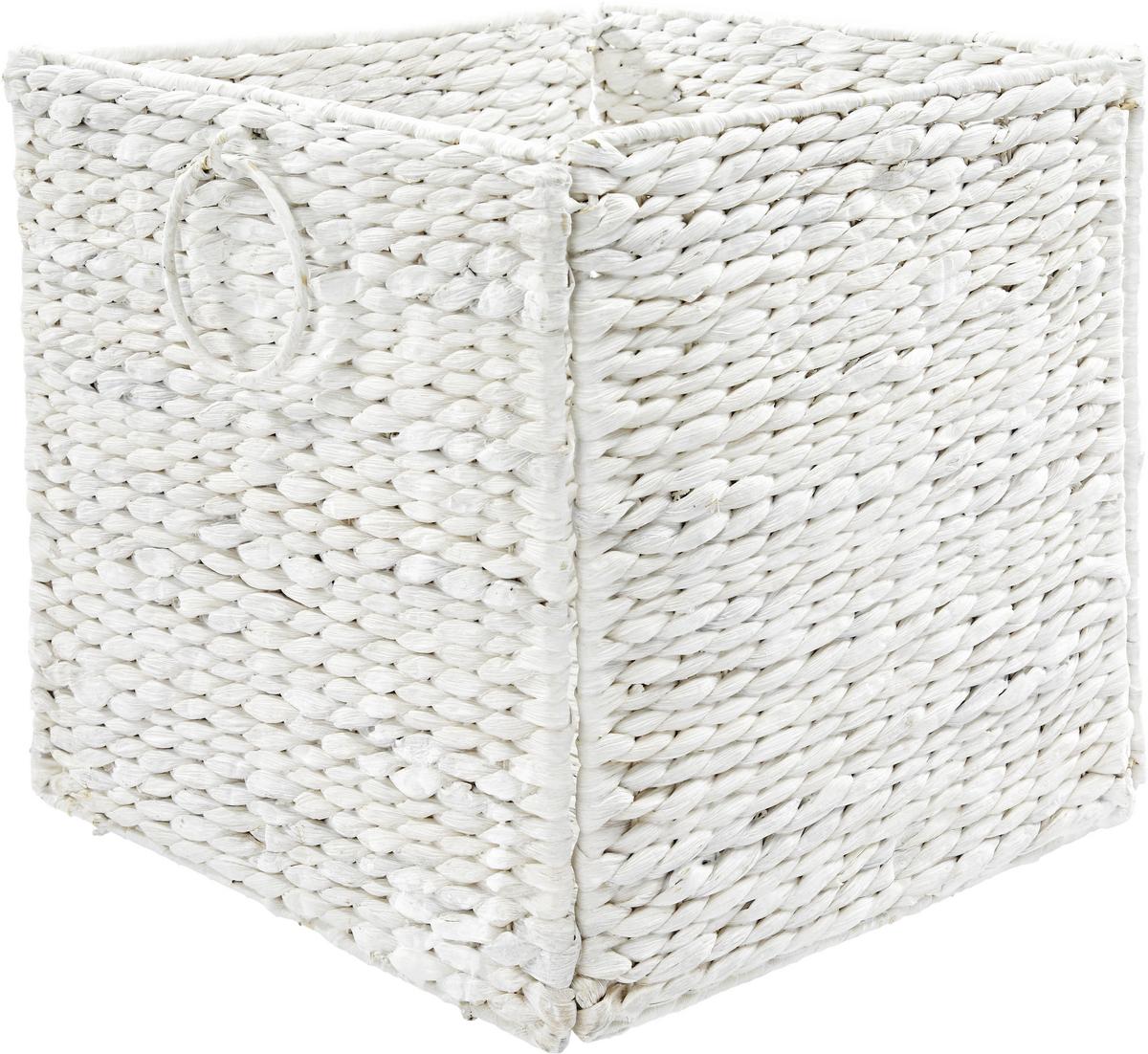 Regalkorb Bea in Weiß - Weiß, ROMANTIK / LANDHAUS, Naturmaterialien/Metall (33/32/33cm) - Zandiara