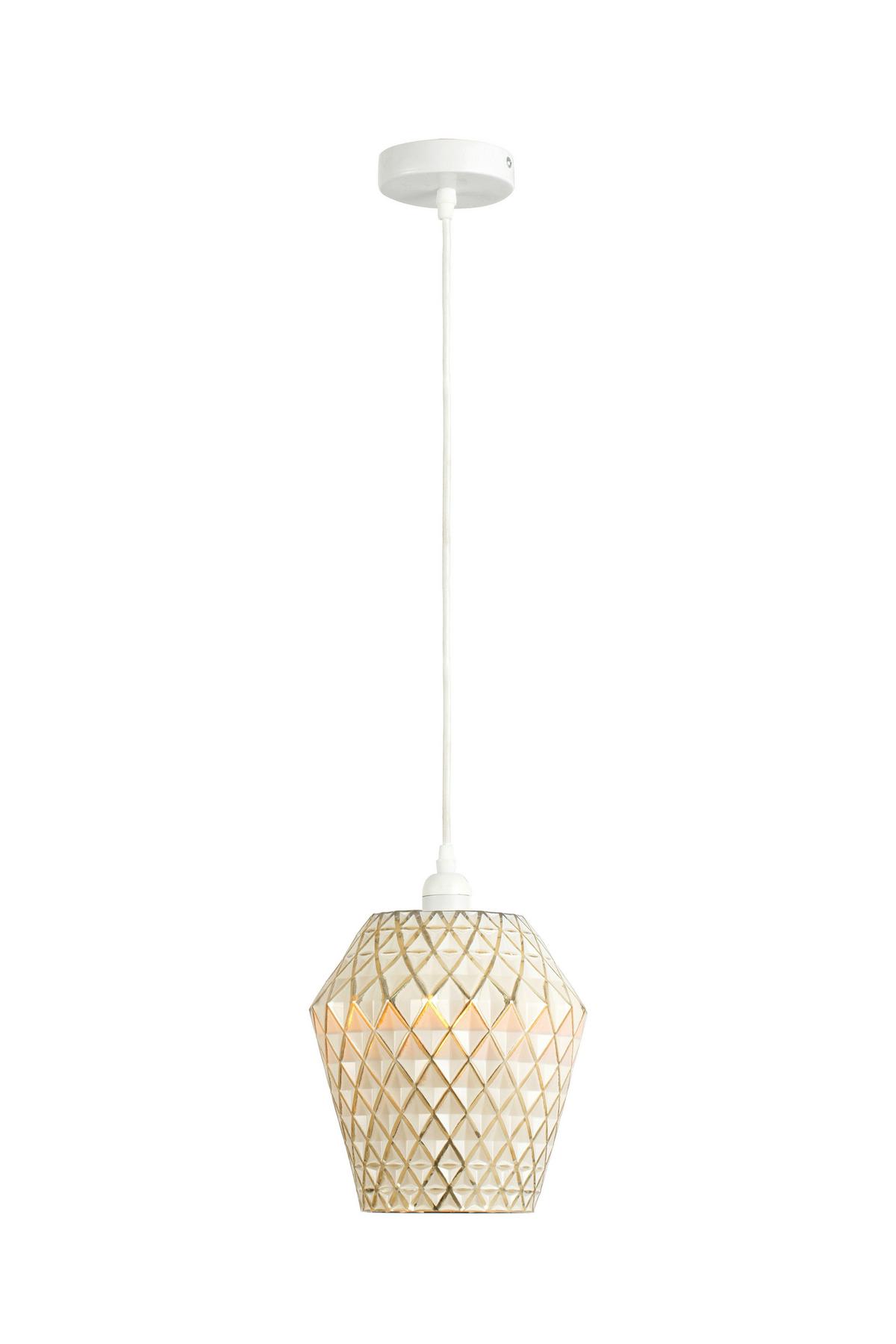 Hängeleuchte Lumi Gold / Weiß - Weiss/Goldfarben, Basics, Glas (20/20/27cm) - Kayoom
