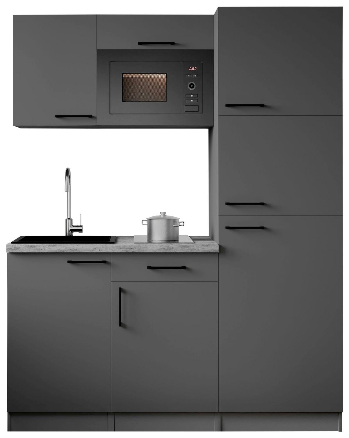 Küchenblock Oliver m. Geräten Grau - Grau, Trend, Holzwerkstoff/Metall (160cm) - Respekta