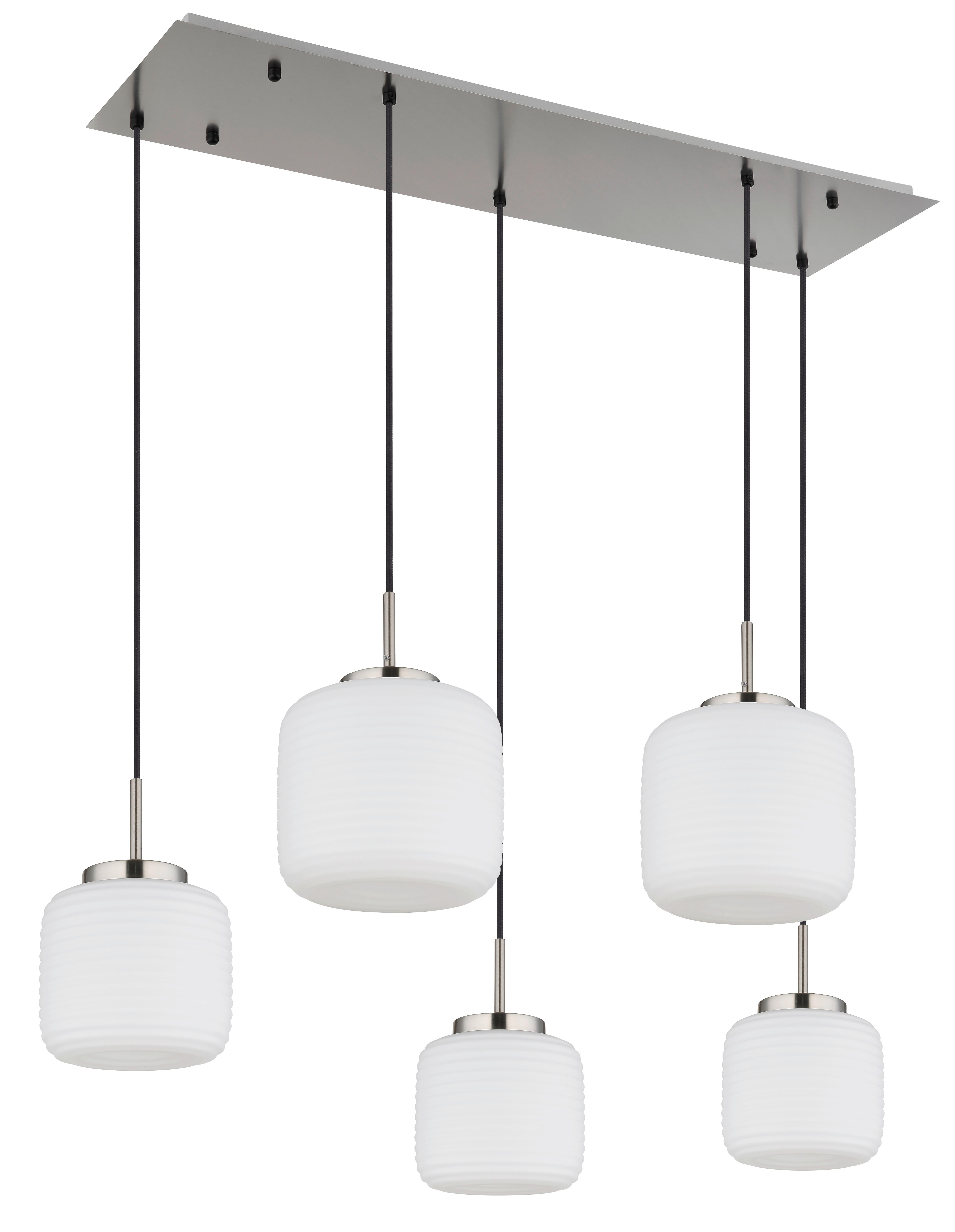 HÄNGELEUCHTE 15772-5H KLADORA - Weiss/Schwarz, Konventionell, Glas/Textil (106/38/130cm) - Globo