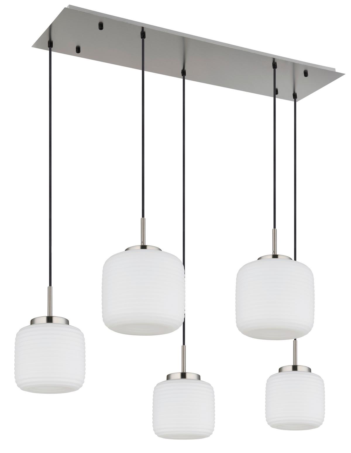 HÄNGELEUCHTE 15772-5H KLADORA - Weiss/Schwarz, Konventionell, Glas/Textil (106/38/130cm) - Globo