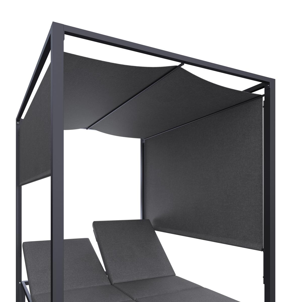 Sonneninsel Aviva Dunkelgrau Wetterfest - Grau, Modern, Textil/Metall (200/196/148cm) - Bessagi Garden