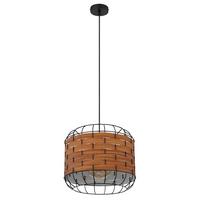 Hängeleuchte Elmar in Schwarz/Braun max. 60 Watt - Schwarz/Braun, KONVENTIONELL, Kunststoff/Metall (35/120cm) - Globo