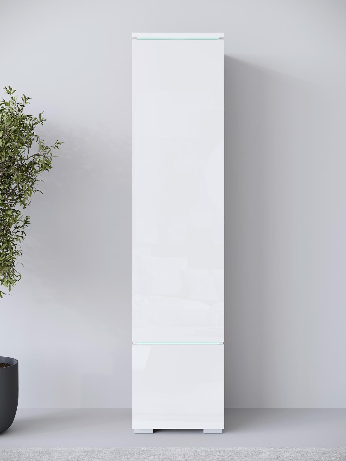 Visoka Omara Vera 001, Bela - siva/bela, Design, umetna masa/leseni material (30/130/33cm) - Livetastic