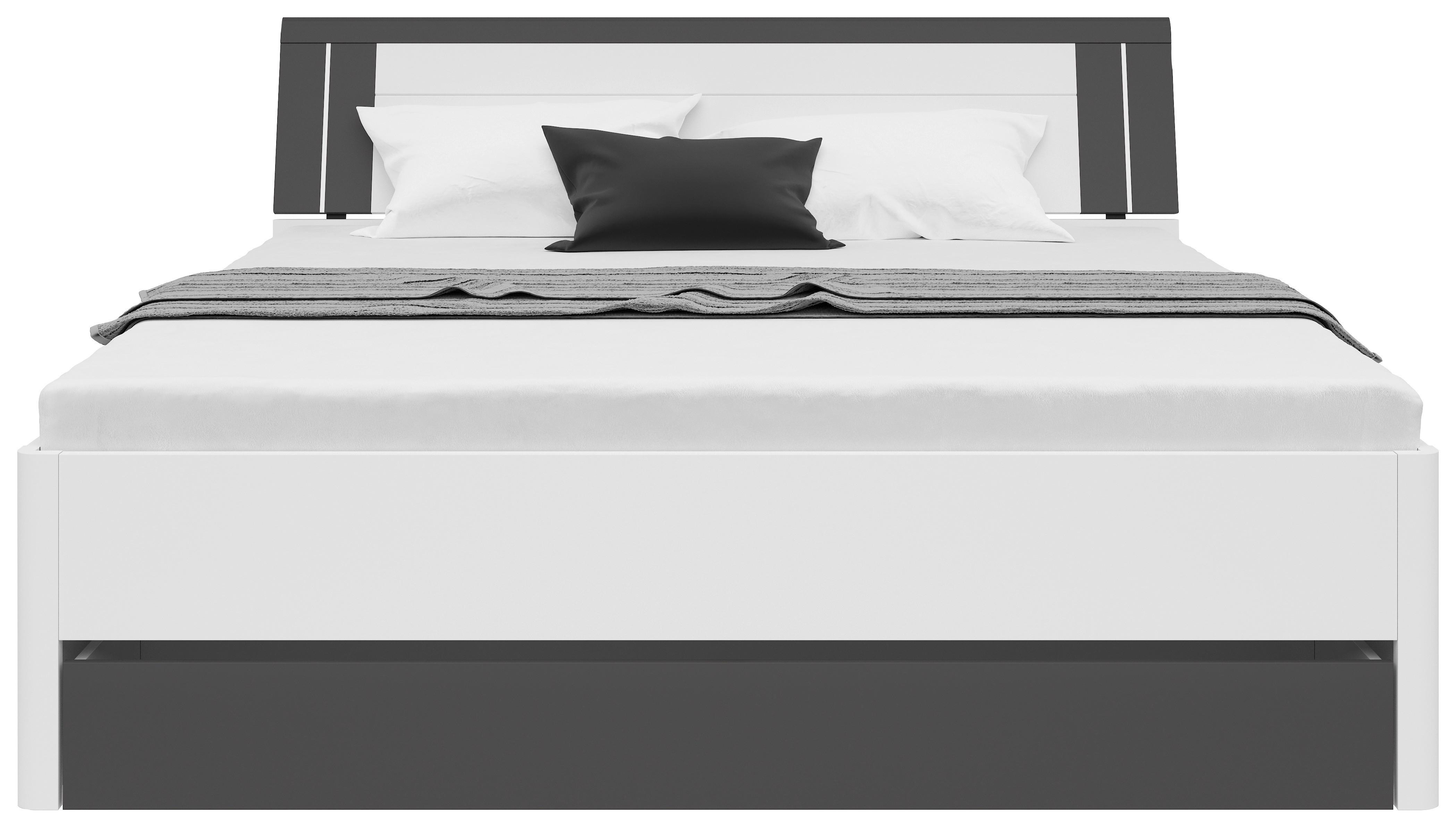 Stauraumbett in Weiß/Graphitfarben - Graphitfarben/Weiß, KONVENTIONELL, Holzwerkstoff (180/200cm) - Mömax