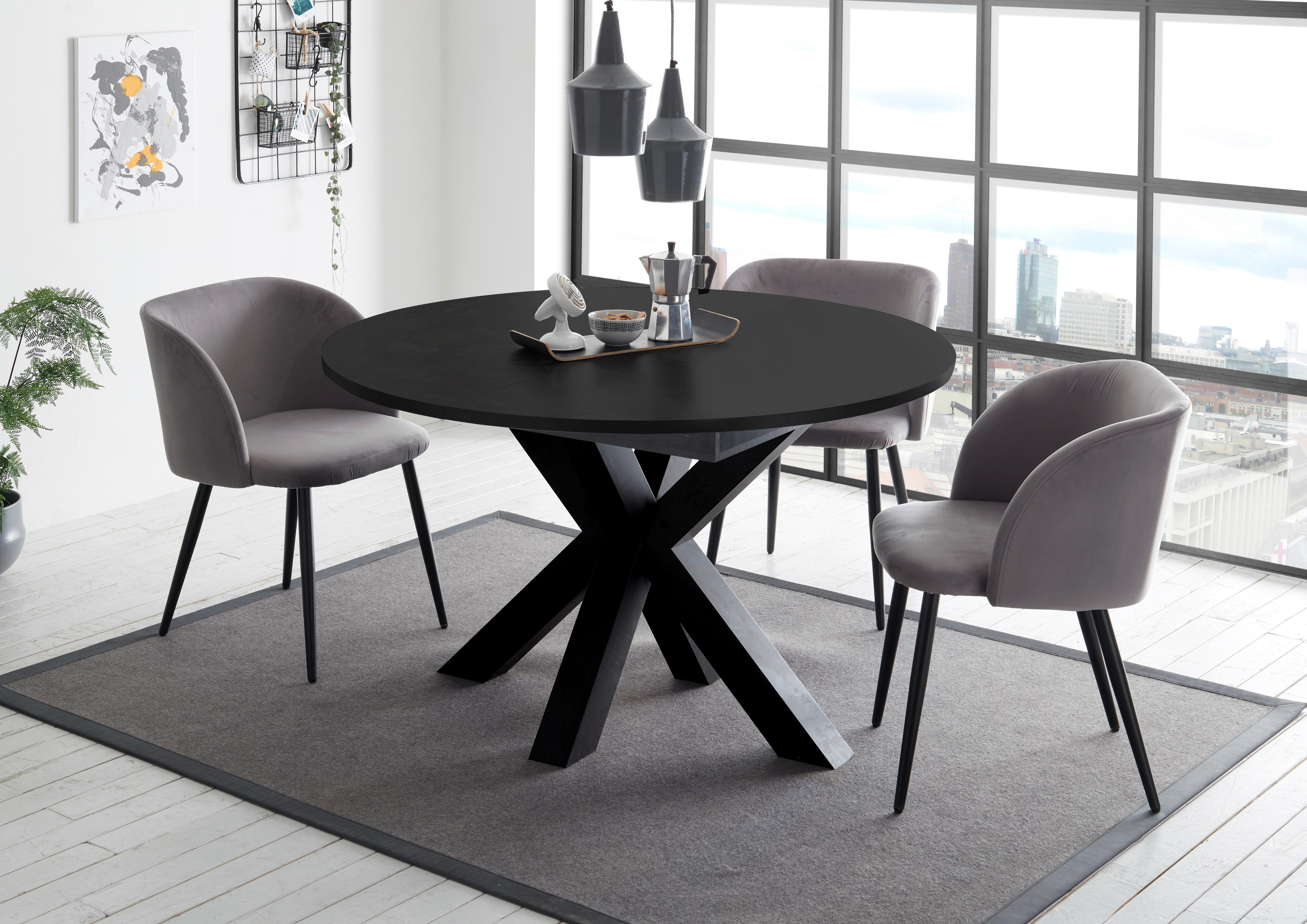 Ausziehtisch in Schwarz - Schwarz, MODERN, Holzwerkstoff (110-150/110/78cm) - ecoTree