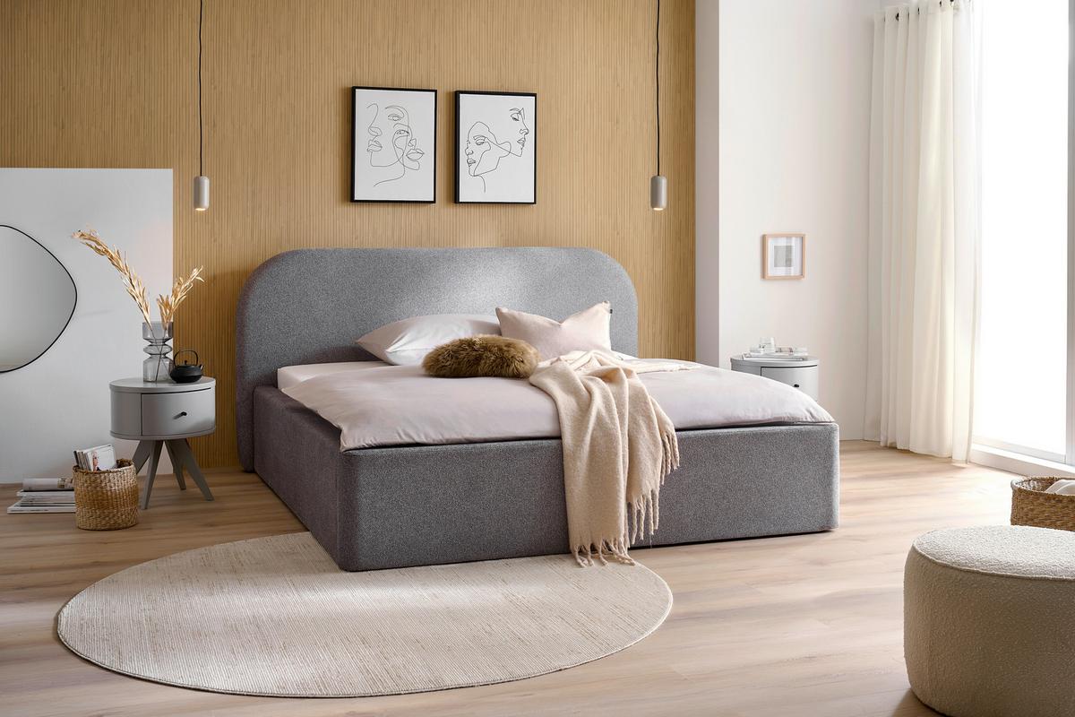 Tapecirani Krevet Bilbao Storage - siva/crna, Design, drvo/tekstil (160/200cm) - Based