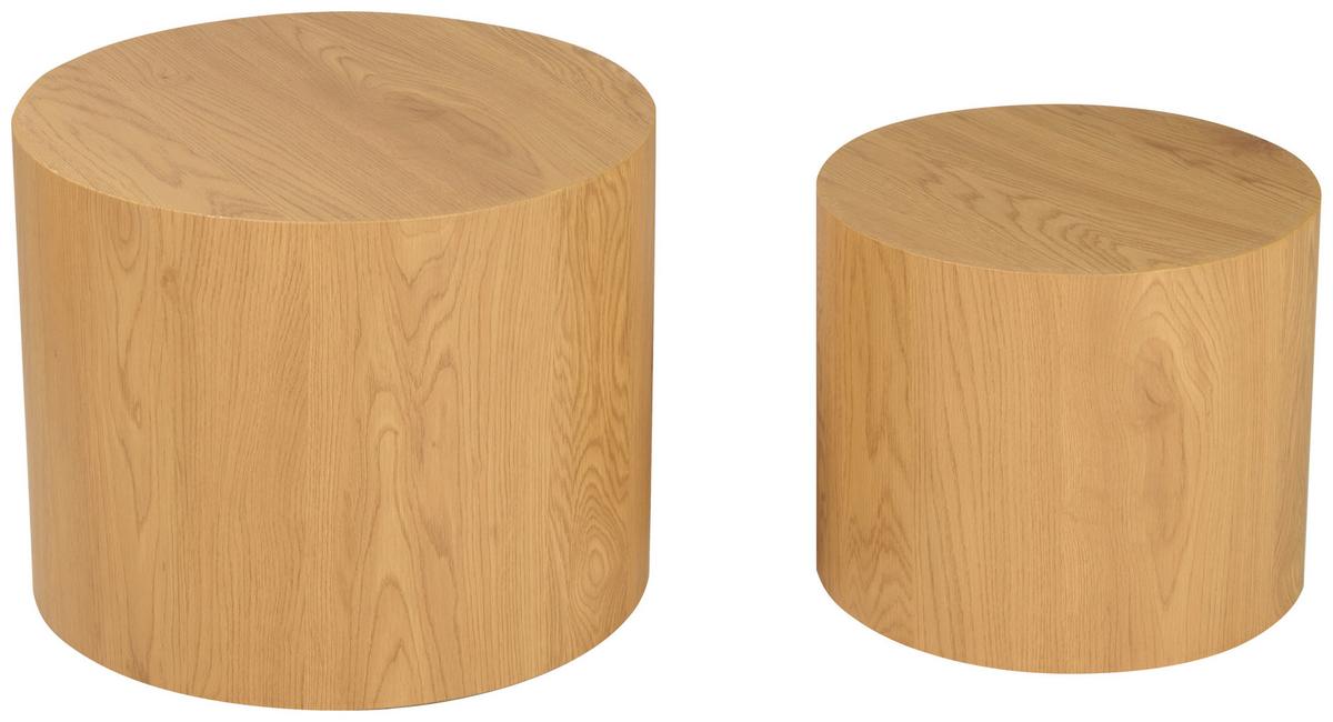 ZESTAW STOLIKÓW BOCZNYCH LISBETH - kolor dębowy, Design, materiał drewnopochodny (38-48/38-48/32-38cm) - Carryhome