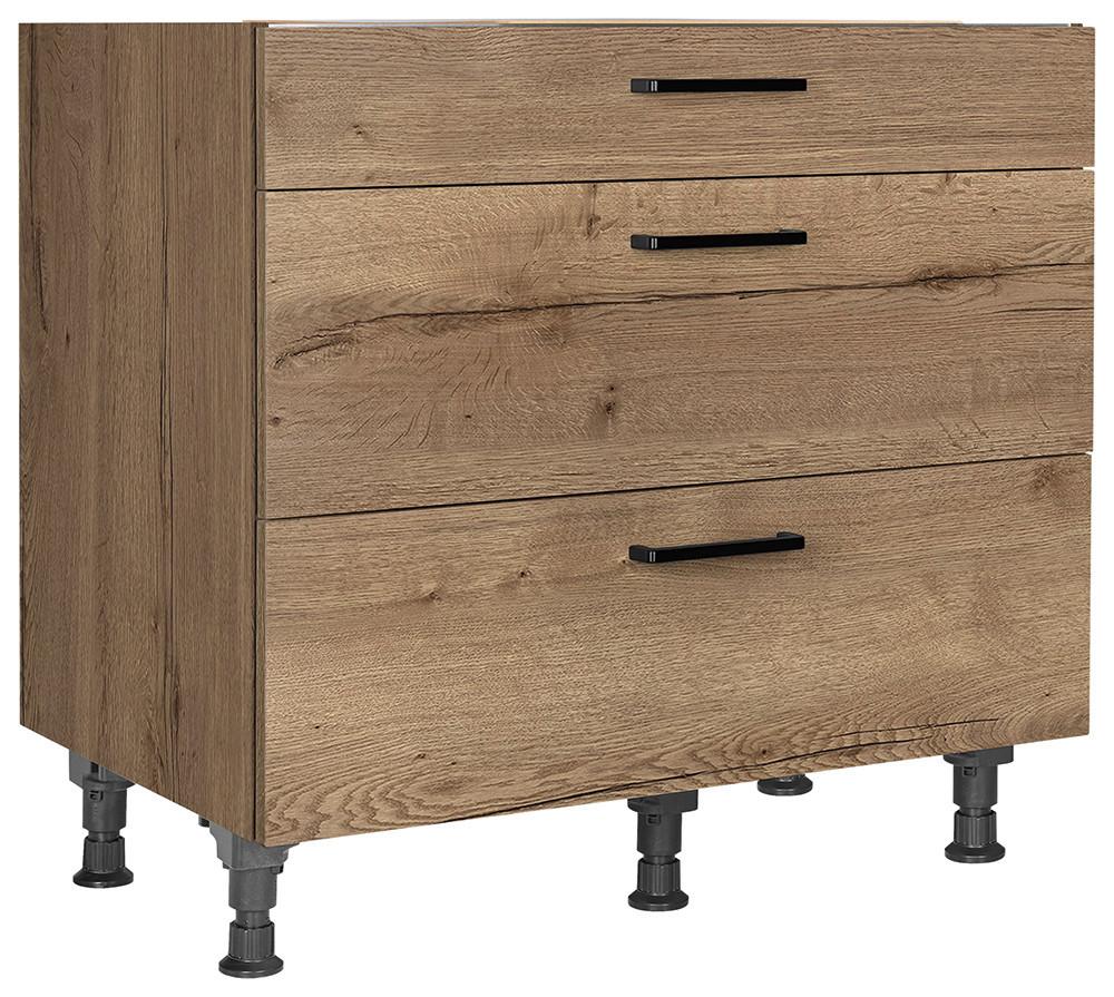 Kochfeldumbauschrank Structura Eiche dunkel - Eiche dunkel/Schwarz, MODERN, Holzwerkstoff/Metall (90/87/56cm) - Nobilia
