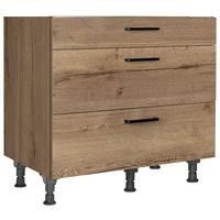 Kochfeldumbauschrank Structura Eiche dunkel - Eiche dunkel/Schwarz, MODERN, Holzwerkstoff/Metall (90/87/56cm) - Nobilia