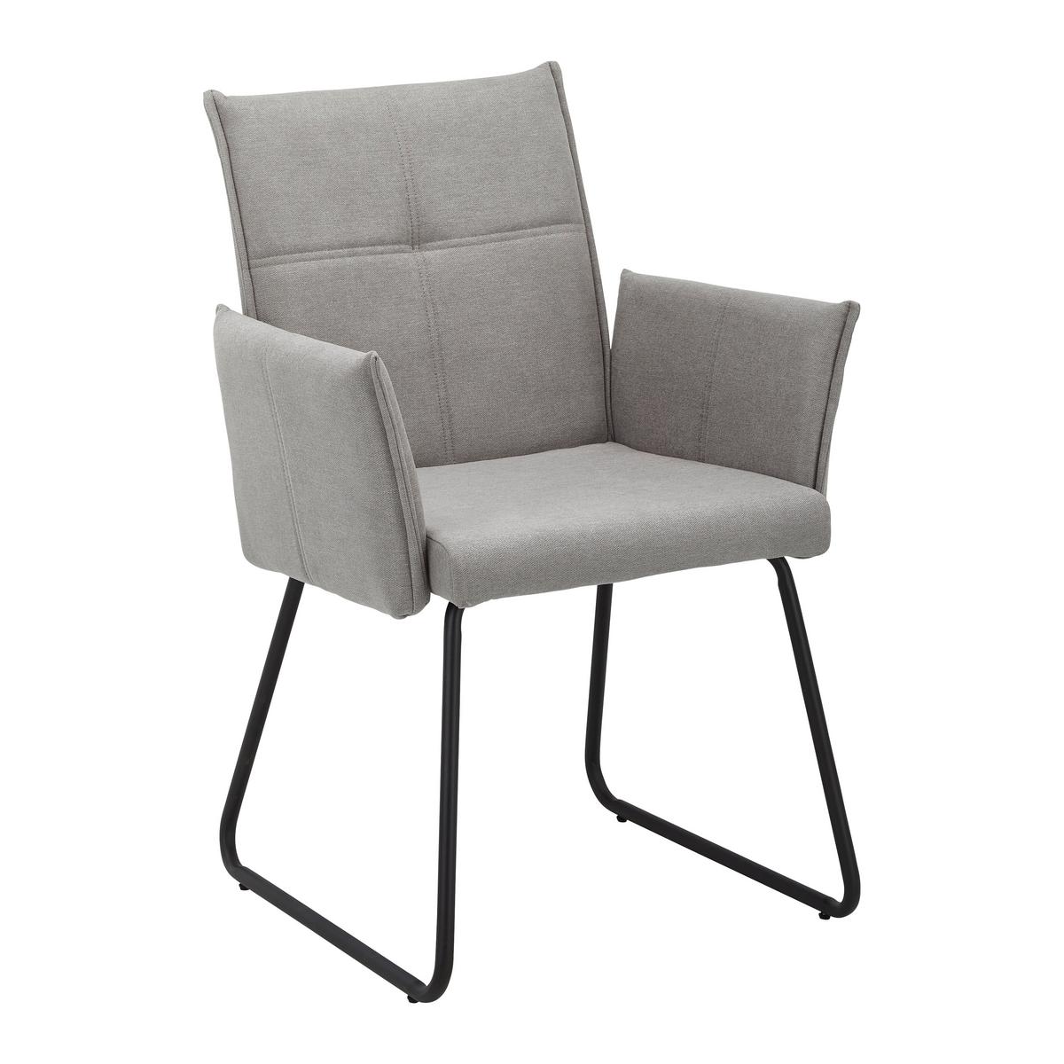 KRZESŁO Z PODŁOKIETNIKAMI MANILA - czarny/szary, Modern, metal/drewno (60/90/61cm) - Bessagi Home