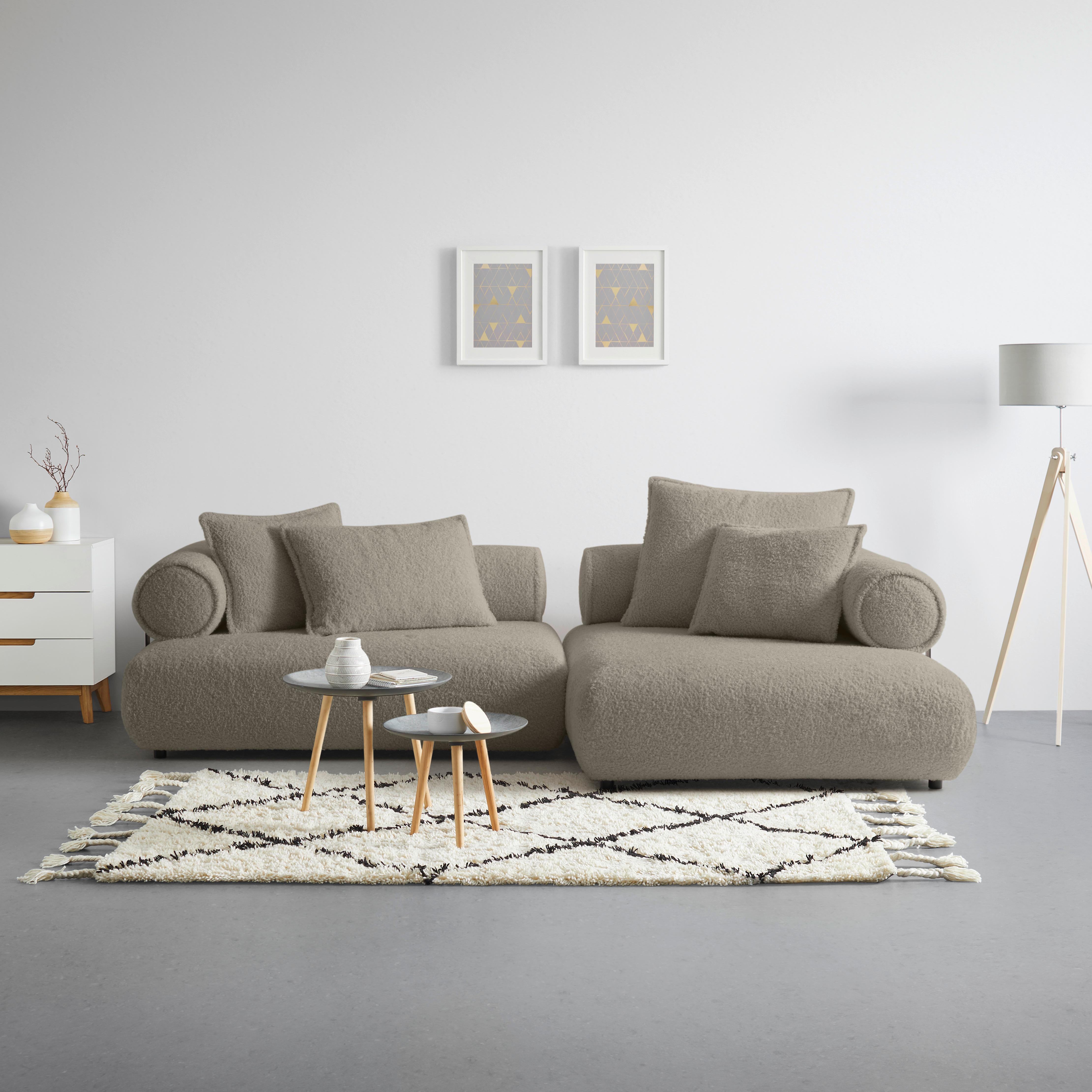 Wohnlandschaft Casimir Silberfarben - Silberfarben/Schwarz, LIFESTYLE, Kunststoff/Textil (310/180cm) - Premium Living