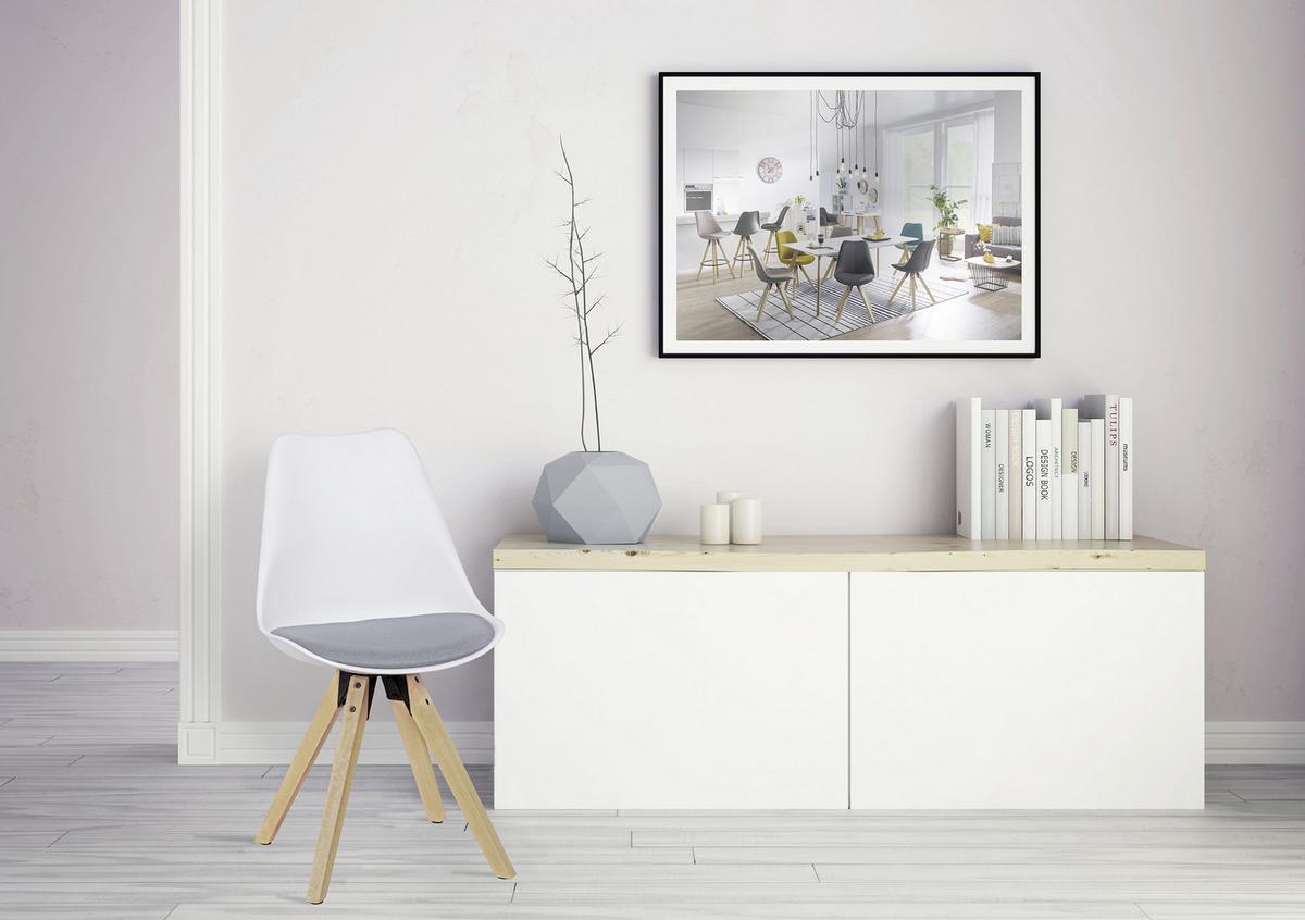 Set Stolov Lima - siva/barve hrasta, Design, umetna masa/tekstil (48/89/48cm) - MID.YOU