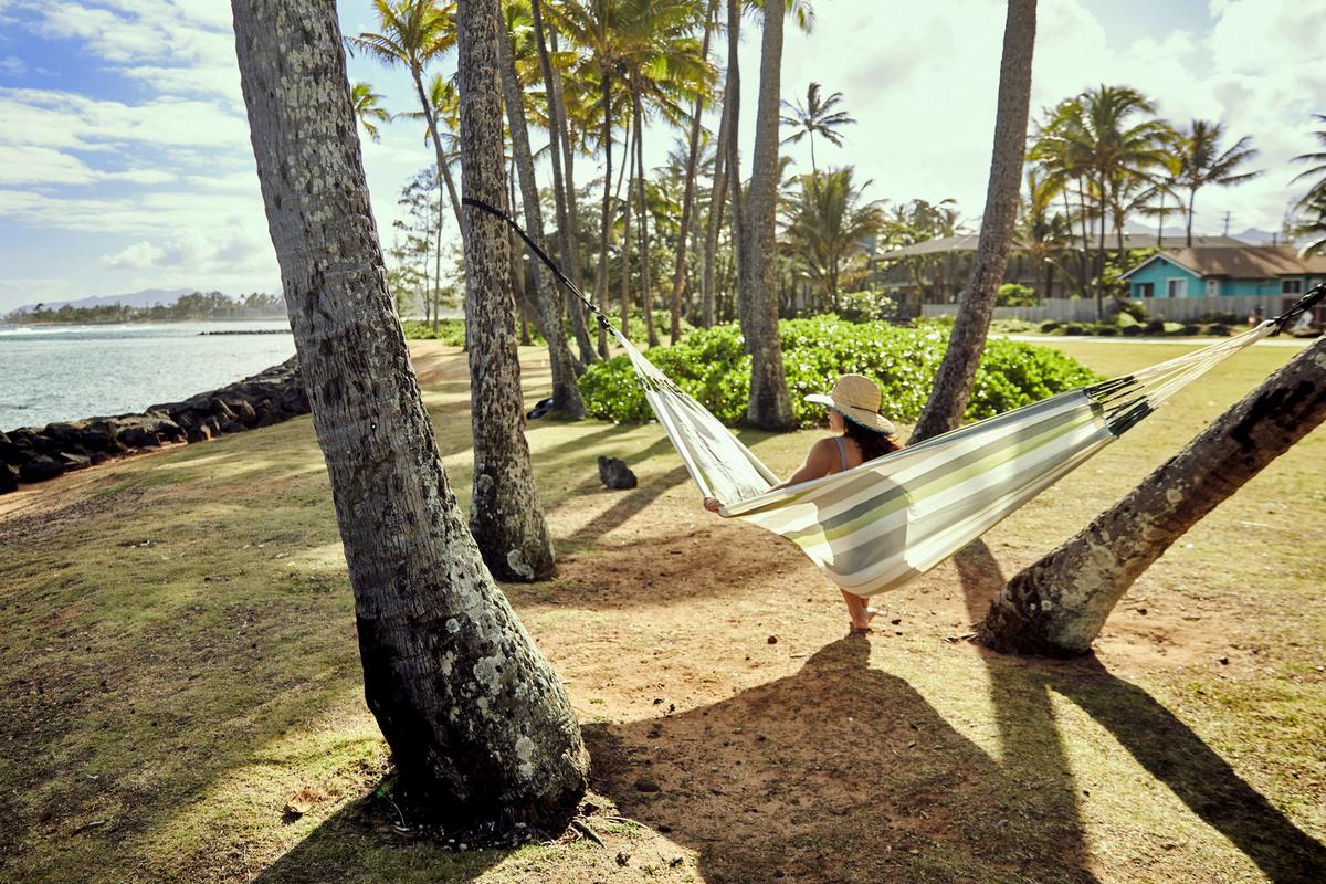 Hängematte Classic Double Hammock Outdoor Weiß/Grün - Weiß/Hellgrün, KONVENTIONELL, Textil (160/350cm) - La Siesta
