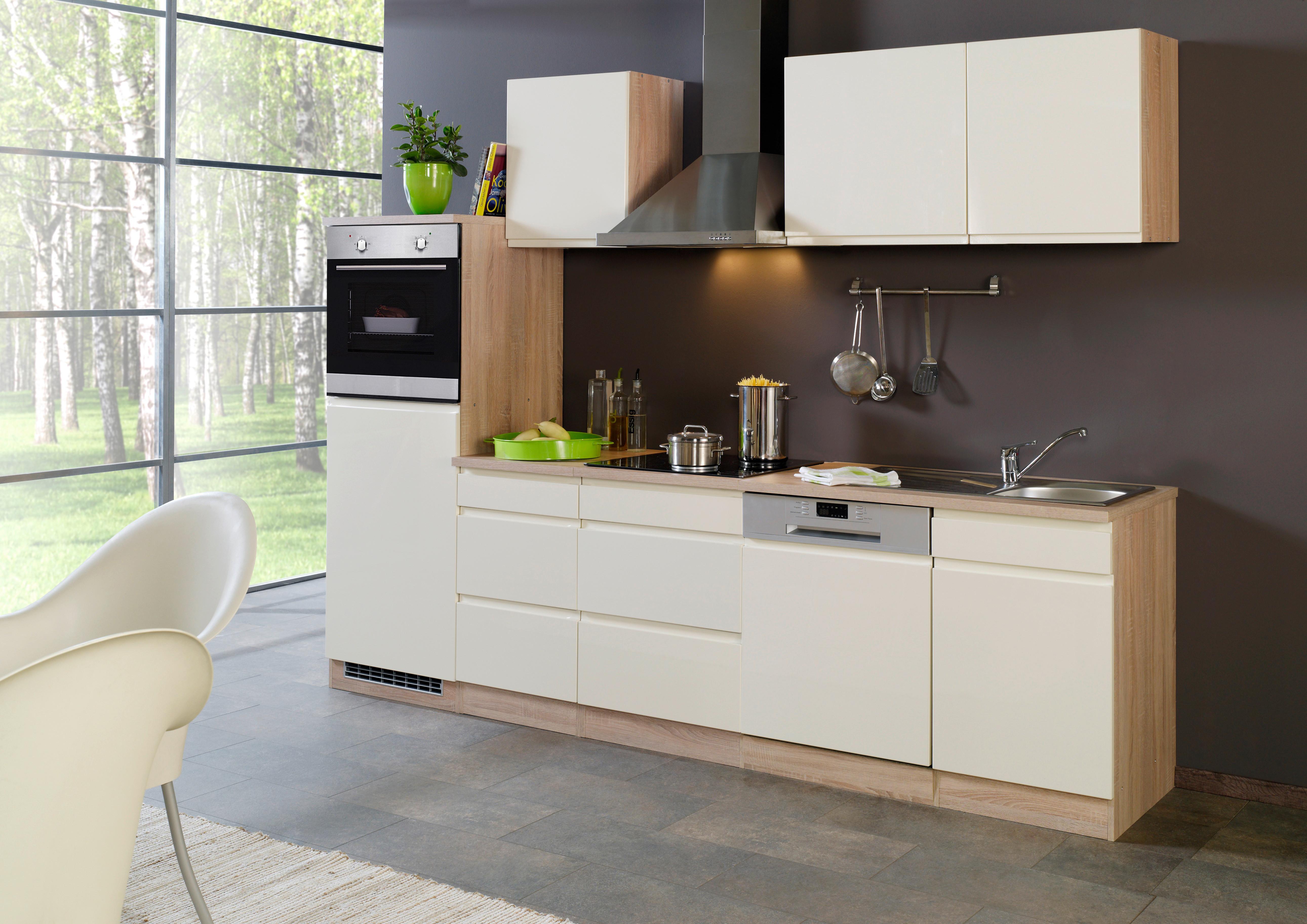 Küchenblock "Cardiff" Creme /Eiche inkl. E-Geräte - Creme/Sonoma Eiche, Basics, Holzwerkstoff (280cm) - Held