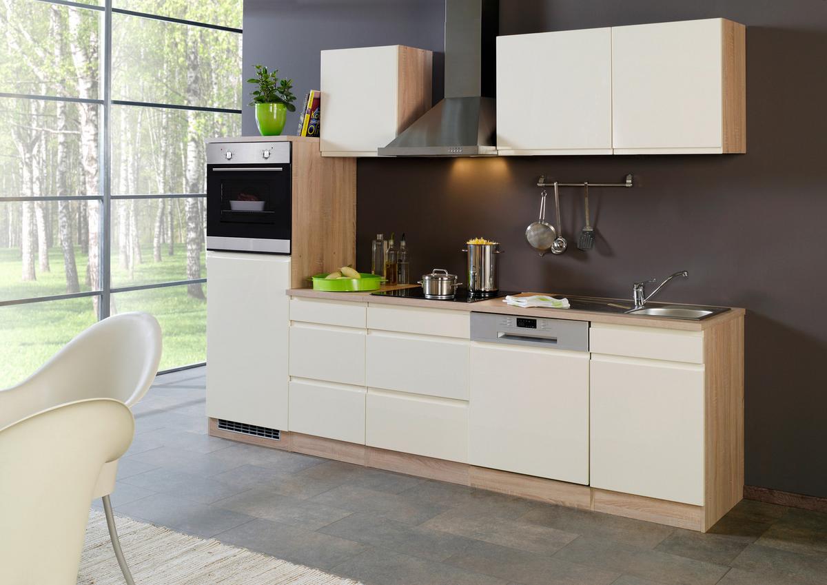 Küchenblock "Cardiff" Creme /Eiche inkl. E-Geräte - Creme/Sonoma Eiche, Basics, Holzwerkstoff (280cm) - Held