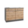 Spülenschrank Turin mit Spüle ca. 120x86 cm Graphit/Eiche - Eiche Wotan/Graphitfarben, Design, Holzwerkstoff (120/86/60cm) - Held