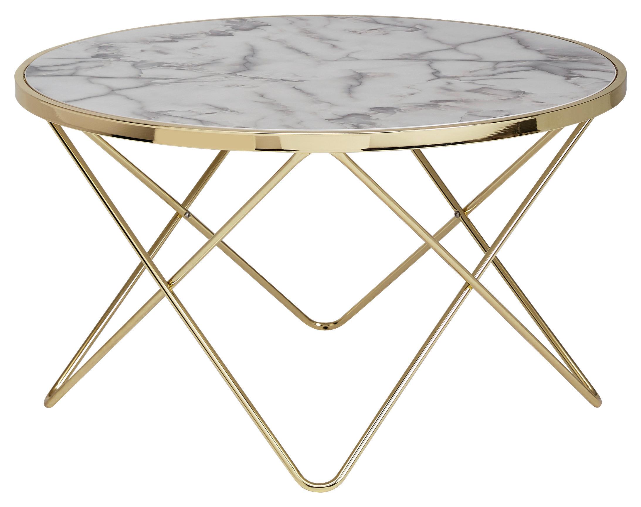 Klubska Miza Wl5.998 - zlate barve/bela, Design, kovina/leseni material (85/49/85cm) - MID.YOU