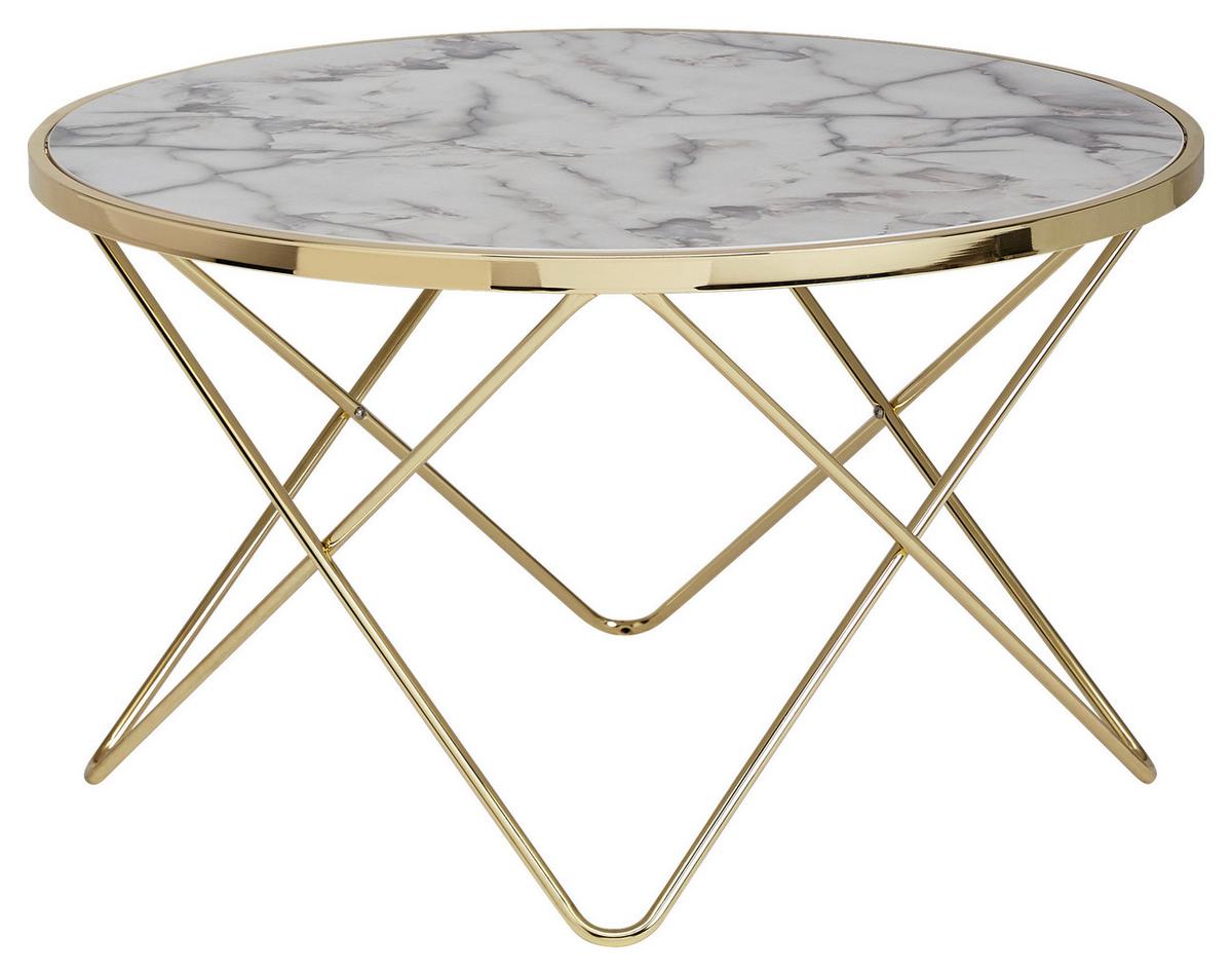 Klubska Miza Wl5.998 - zlate barve/bela, Design, kovina/leseni material (85/49/85cm) - MID.YOU