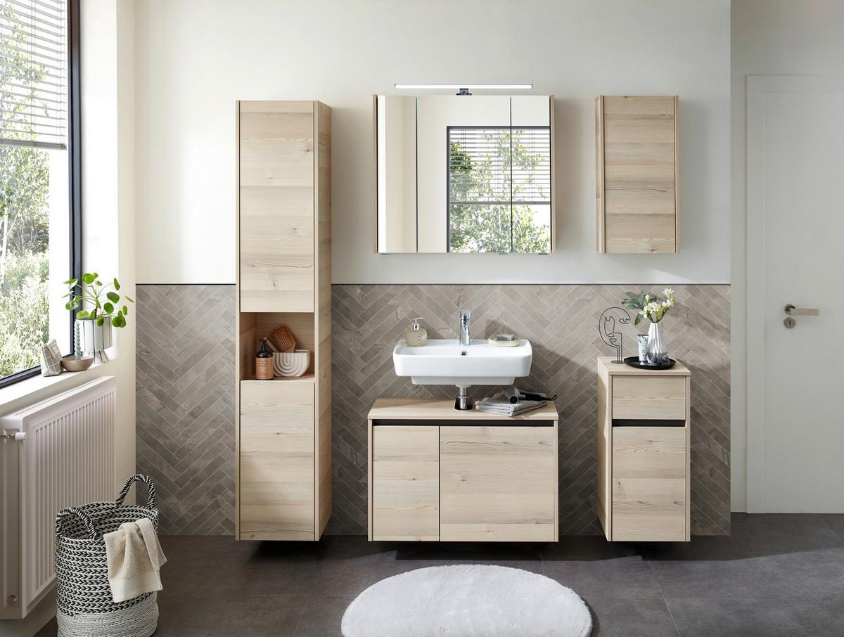 SZAFKA WISZĄCA XORA 393 - kolor piniowy, Konventionell, materiał drewnopochodny/szkło (35/70/20,5cm) - Xora