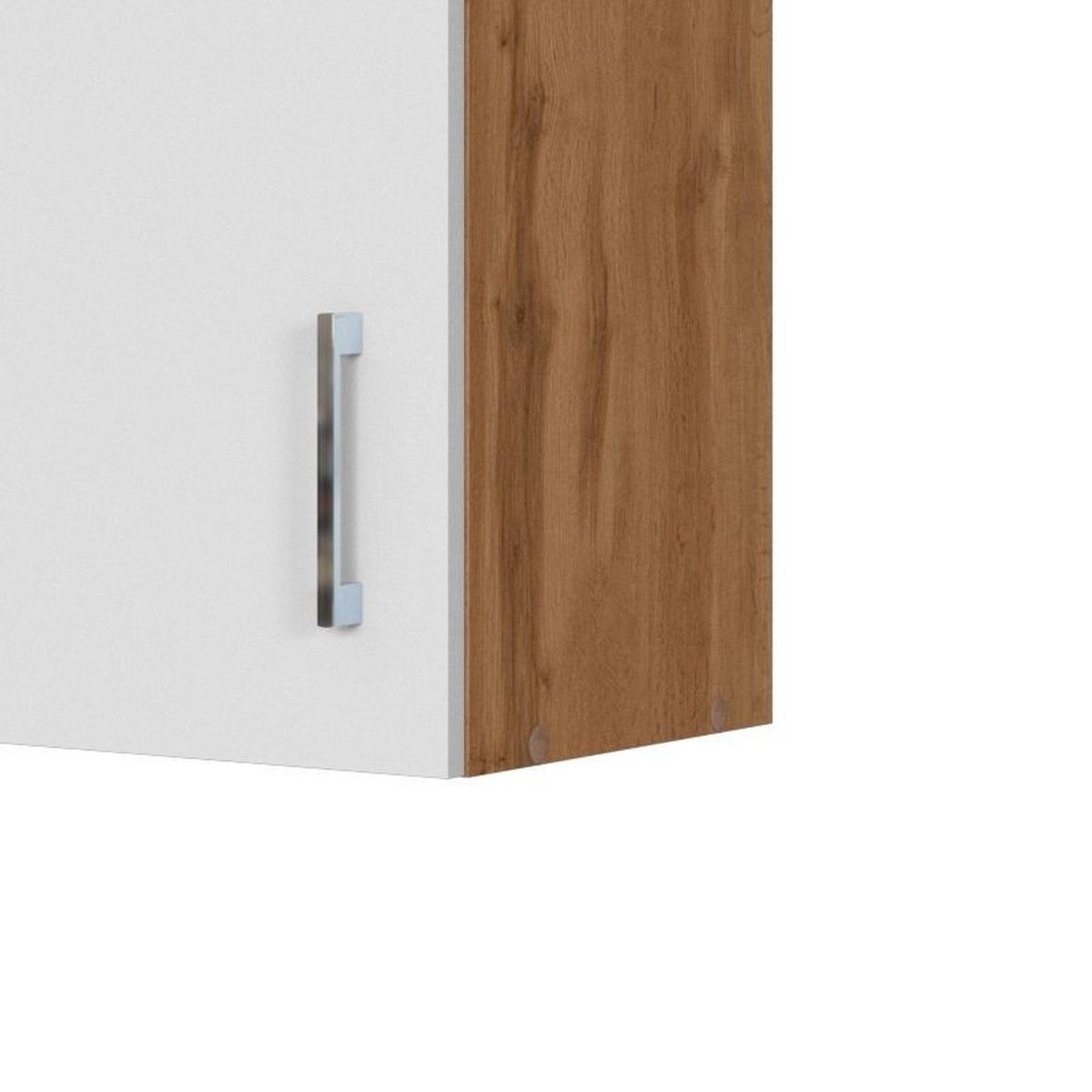 Held Küchenoberschrank ca. 50 cm Weiß/Eiche - Chromfarben/Eiche Wotan, MODERN, Holzwerkstoff/Metall (50/57/34cm) - Held