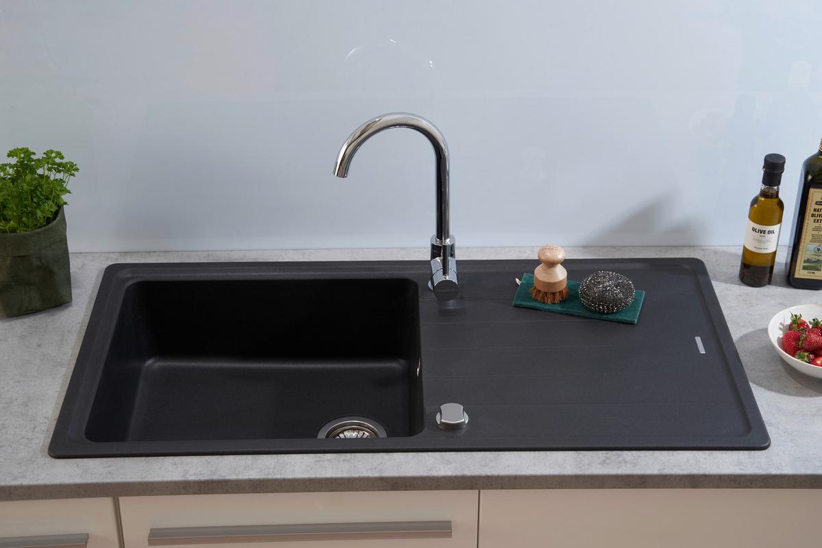 Granitspüle Columbia ca. 100x18,5x50 cm Schwarz - Schwarz, Trend, Stein (100/18,5/50cm) - Respekta