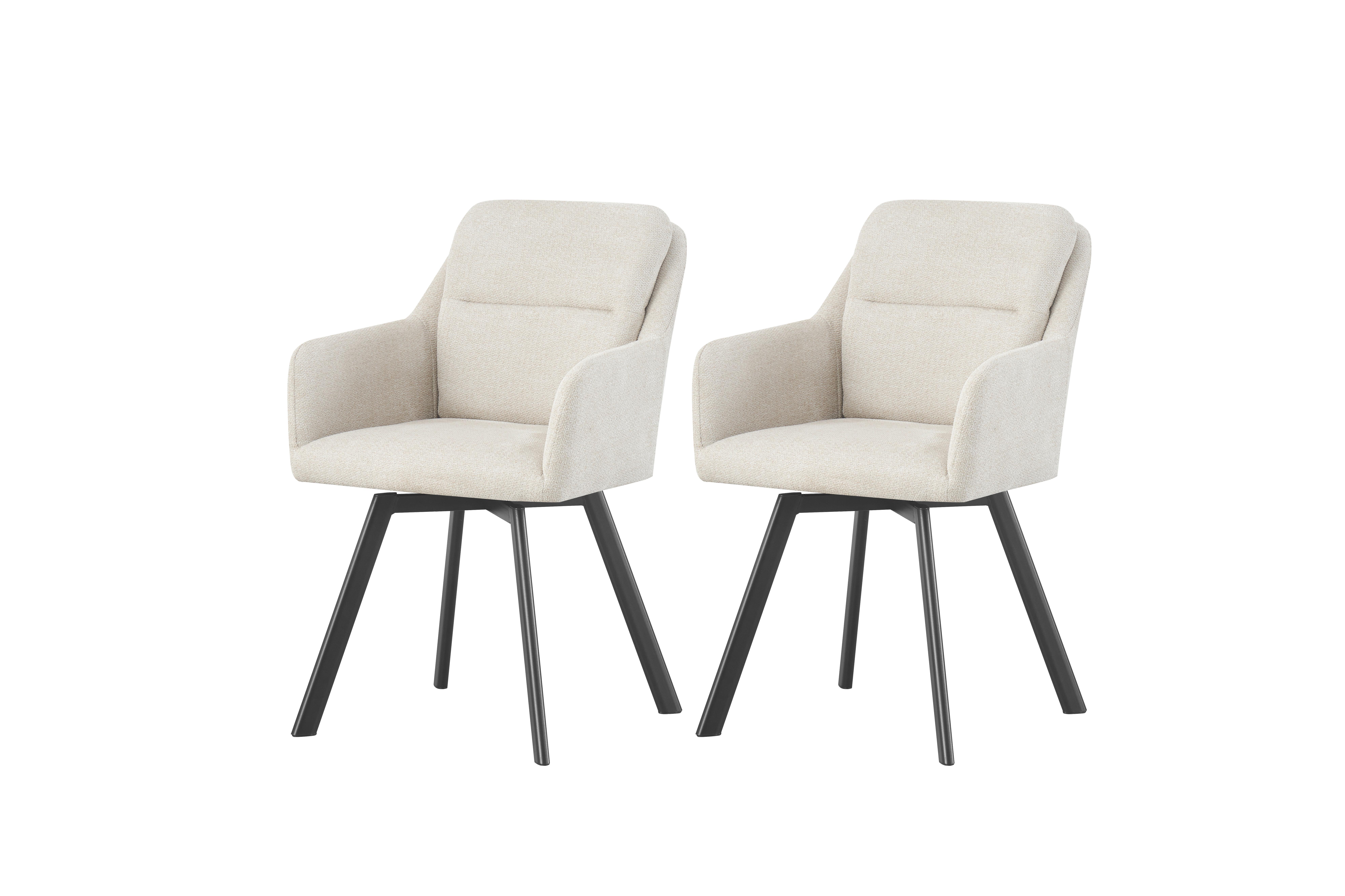 STUHL-SET SOPHIE - Anthrazit/Creme, Modern, Textil (53/87/62cm) - MID.YOU