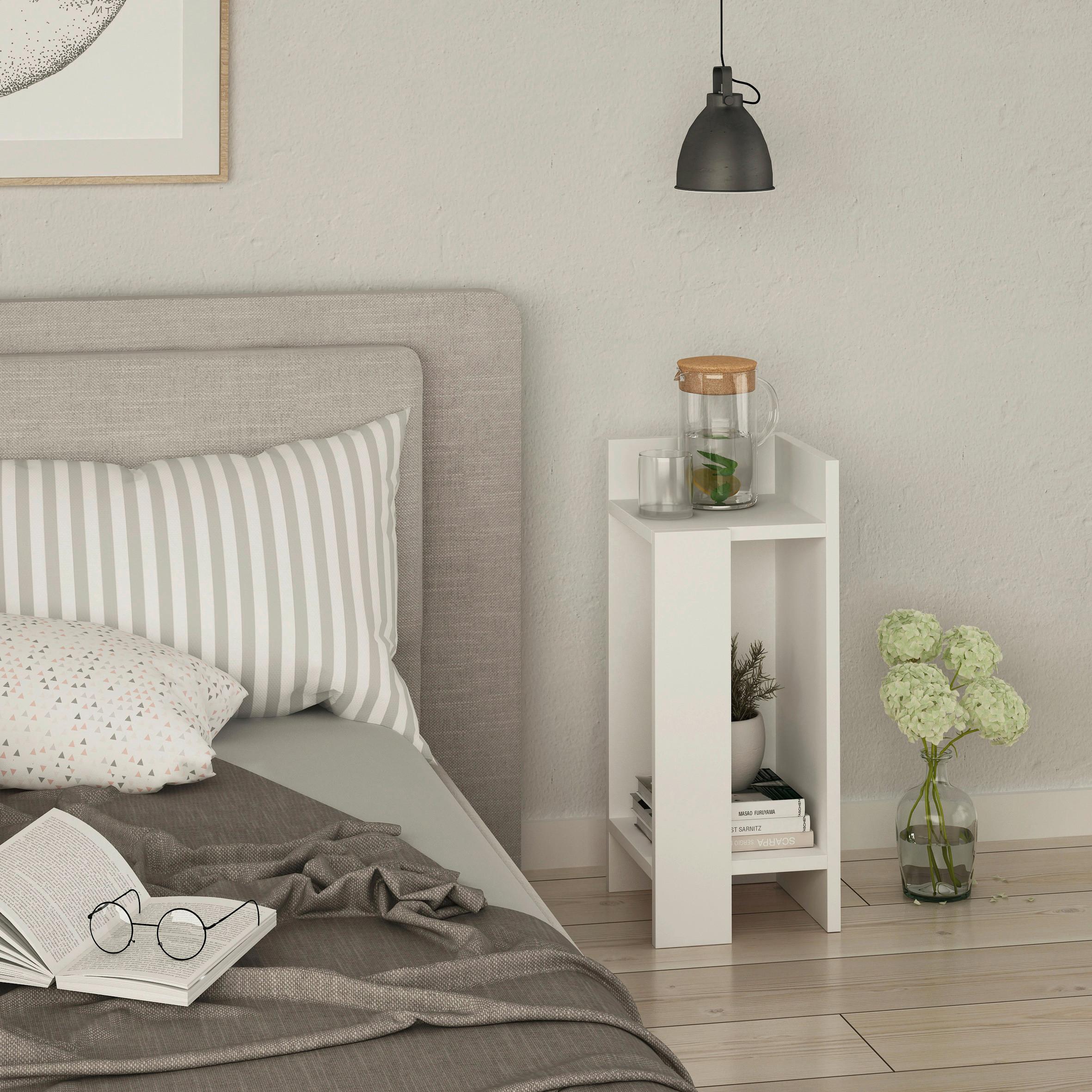 Nachtisch Elos ca. 27x60x25 cm Weiß - Weiß, Design, Holzwerkstoff (27/60/25cm) - Livetastic