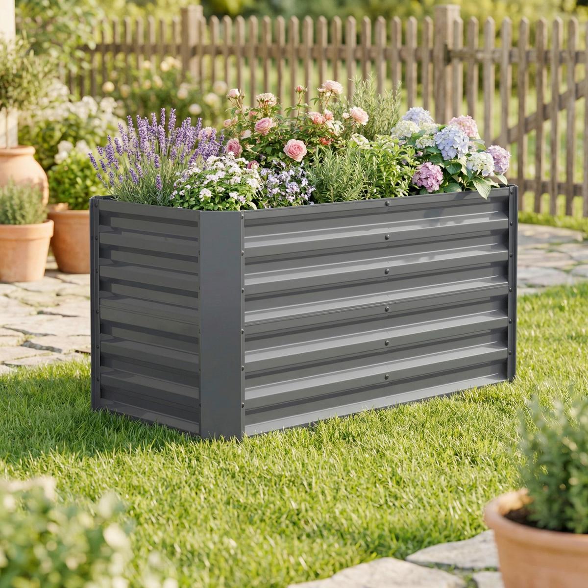 Hochbeet Vcm Beet "galdo L" - Schwarz, Modern, Metall (120/57/60cm)