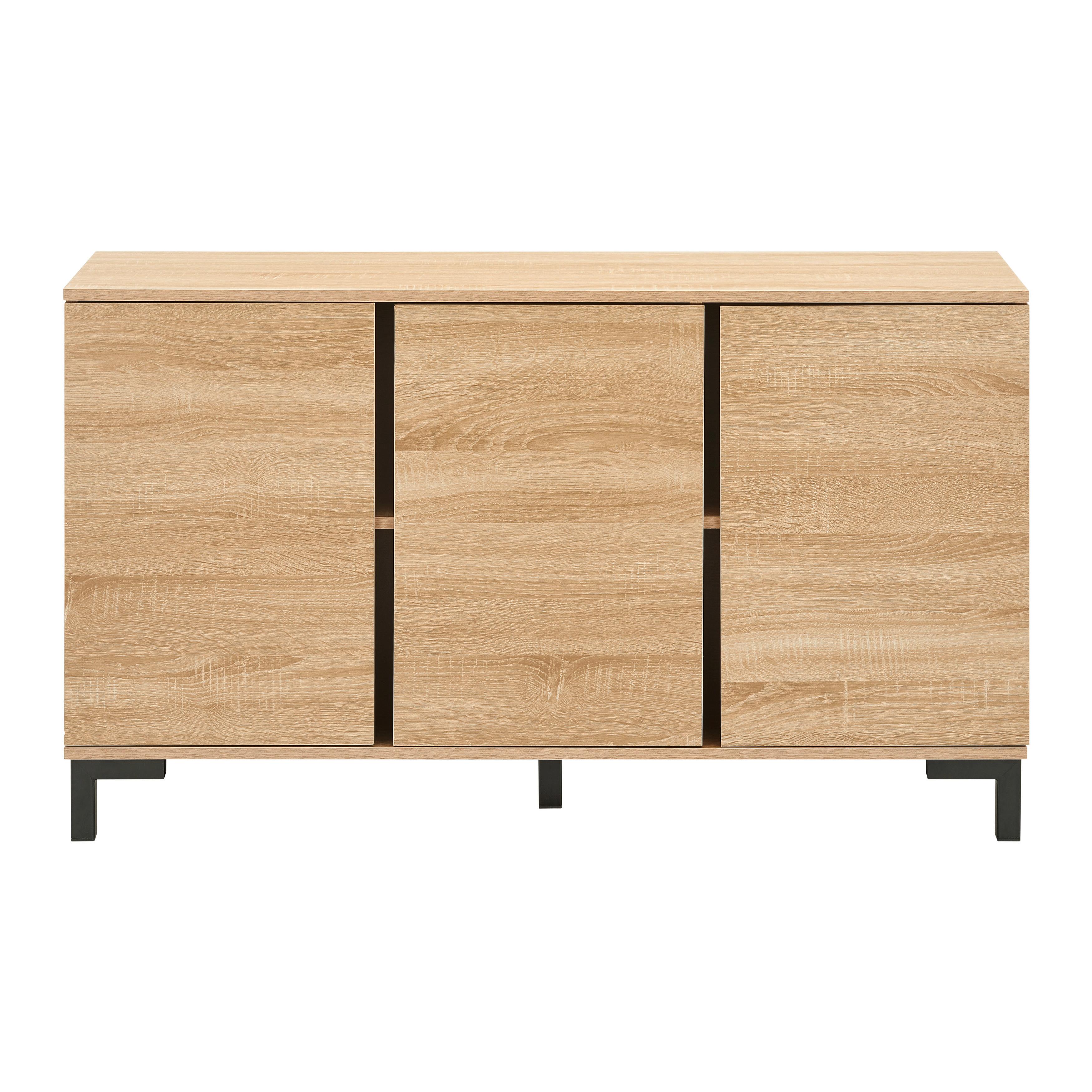 SIDEBOARD "Lori", eichefarben - Eichefarben/Schwarz, MODERN, Metall (120/70/35cm) - Bessagi Home